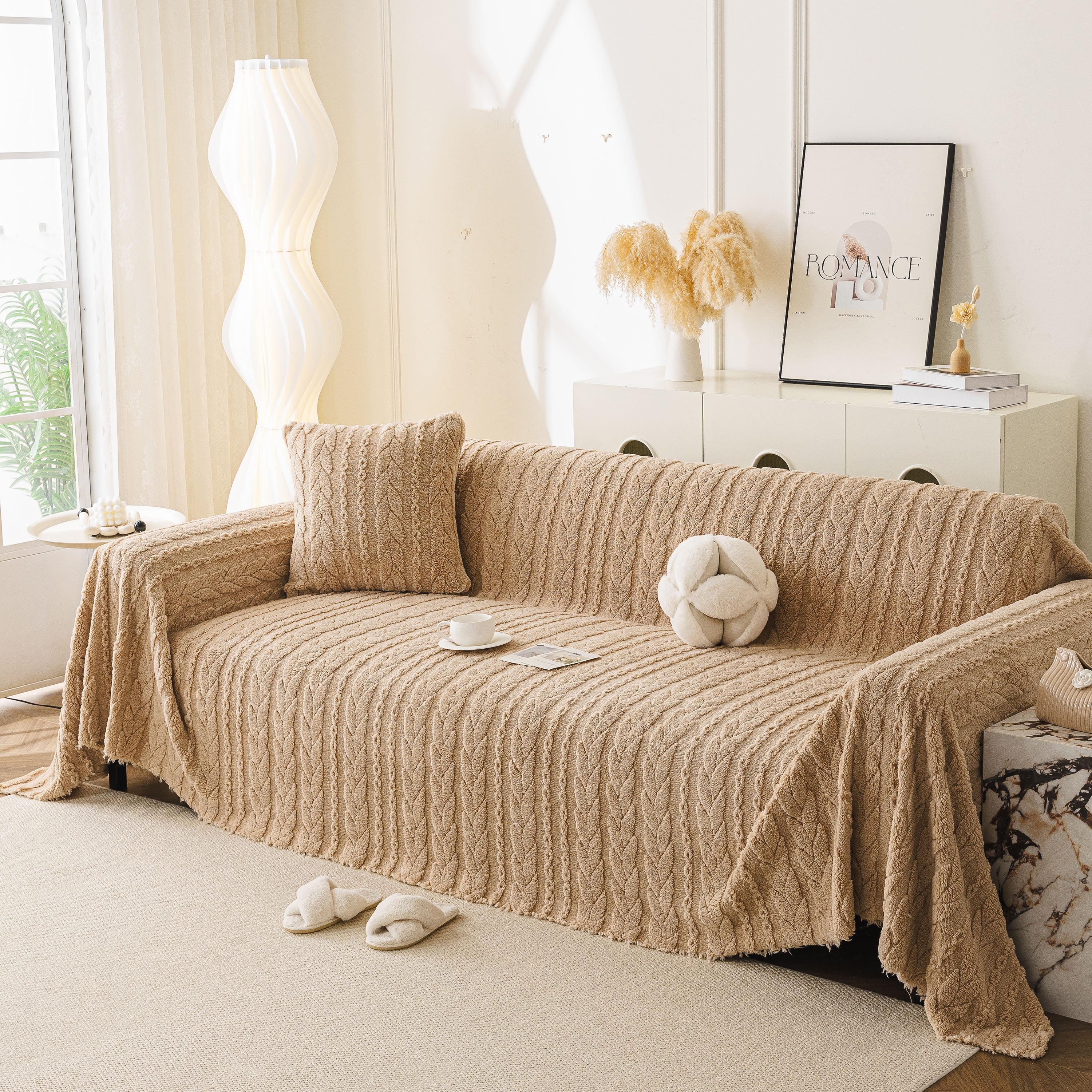 Thick Cozy 3D Cable Sofa Throw Cover, Plush Jacquard Warm Fleece Throw Blanket - Image 78