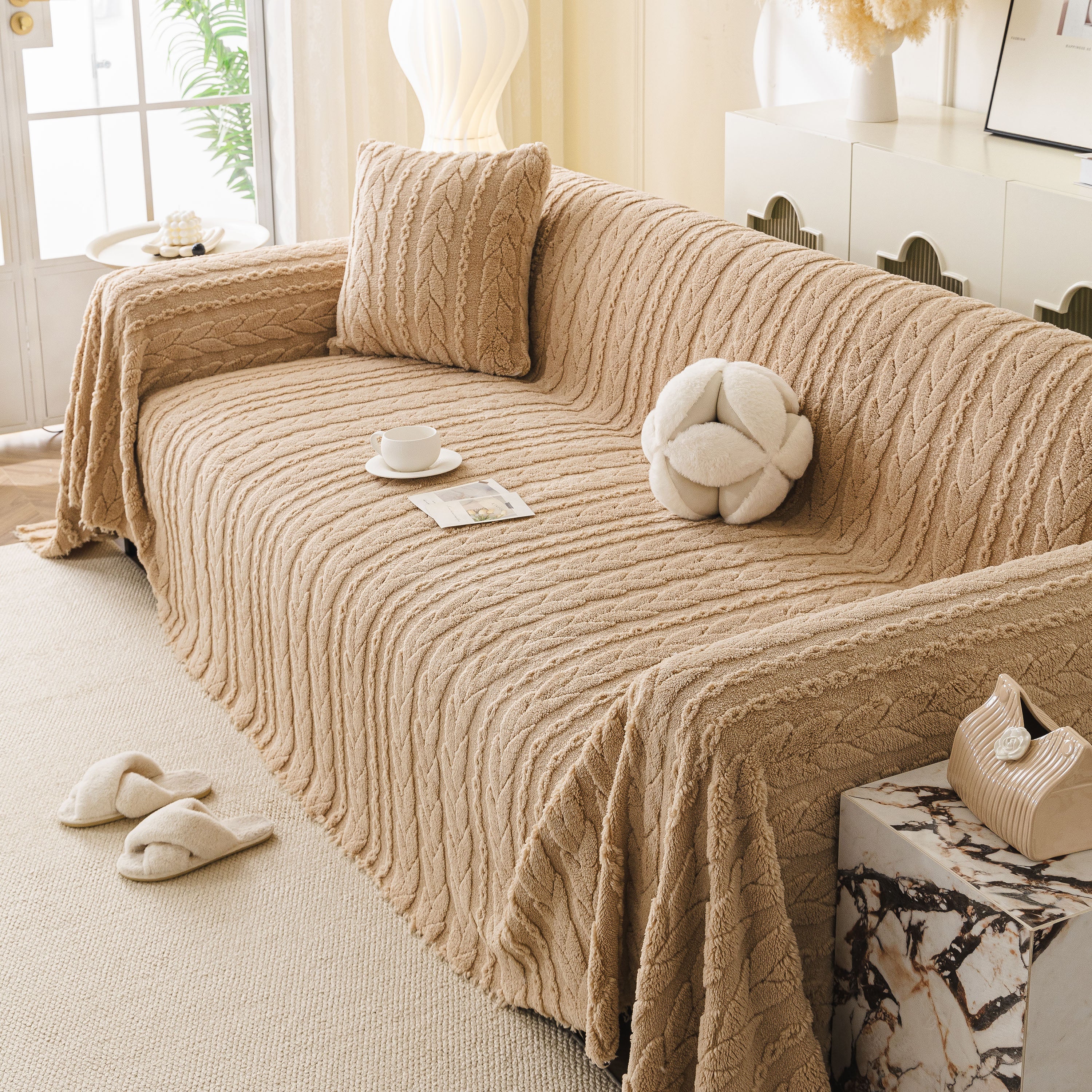 Thick Cozy 3D Cable Sofa Throw Cover, Plush Jacquard Warm Fleece Throw Blanket - Image 79