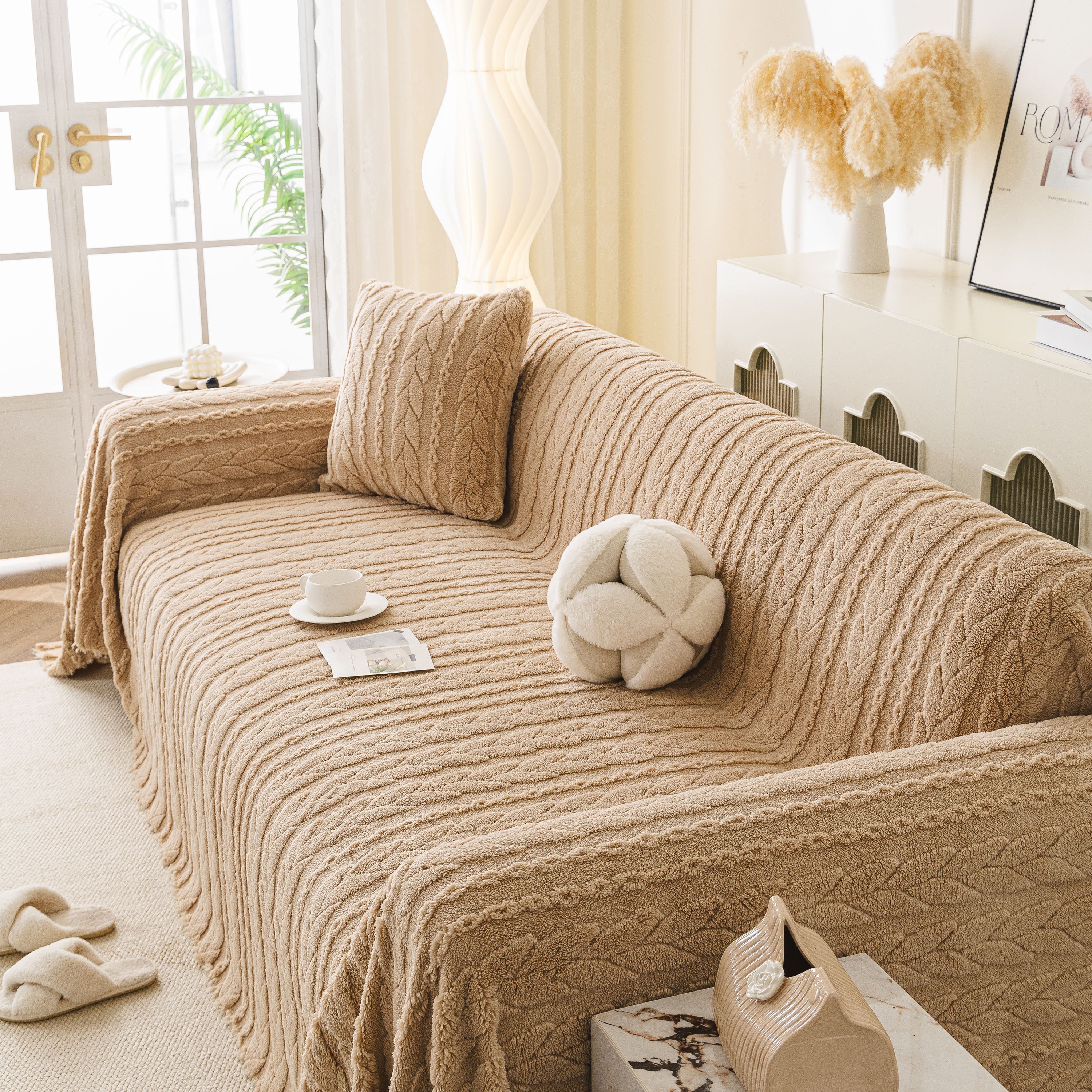 Thick Cozy 3D Cable Sofa Throw Cover, Plush Jacquard Warm Fleece Throw Blanket - Image 80