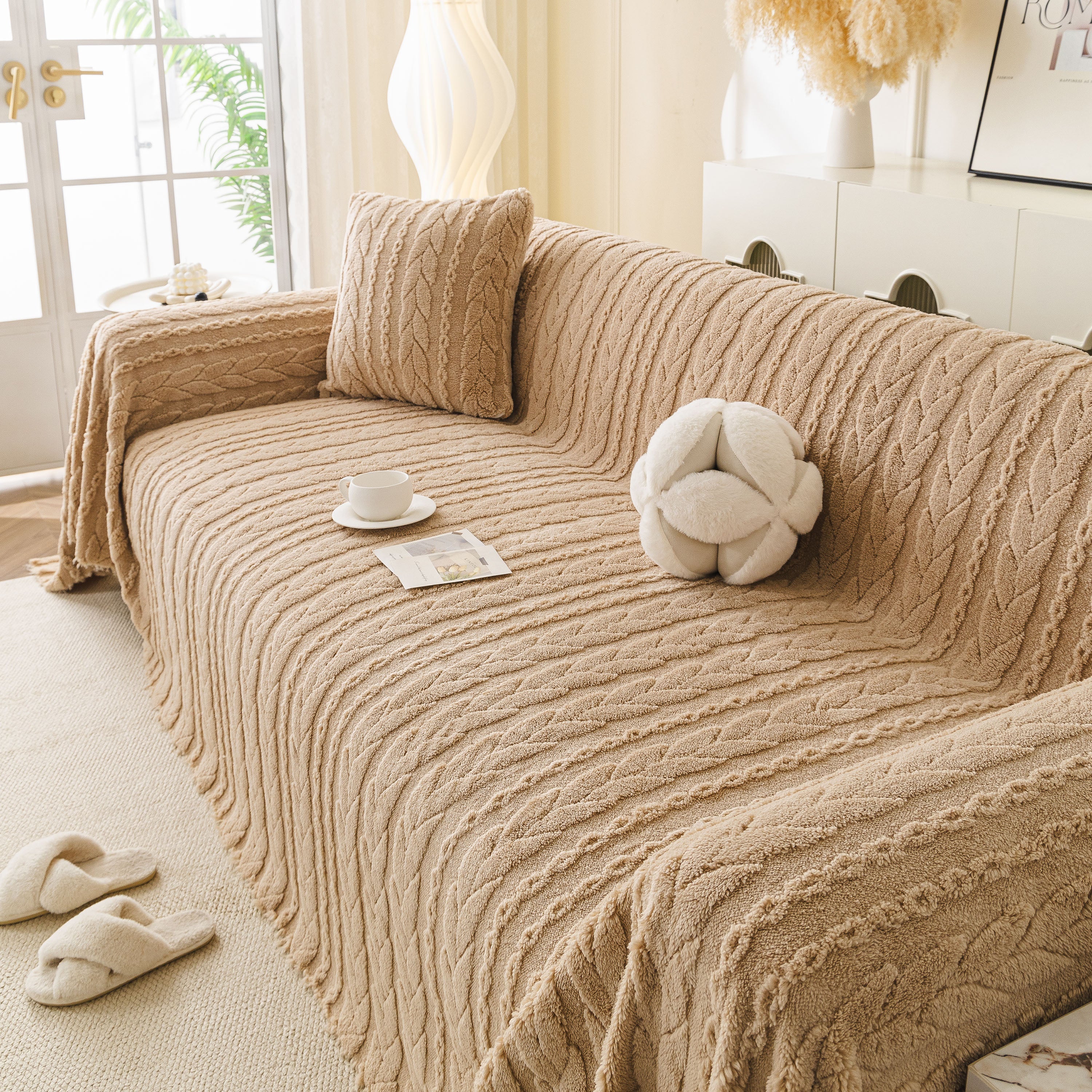 Thick Cozy 3D Cable Sofa Throw Cover, Plush Jacquard Warm Fleece Throw Blanket - Image 81
