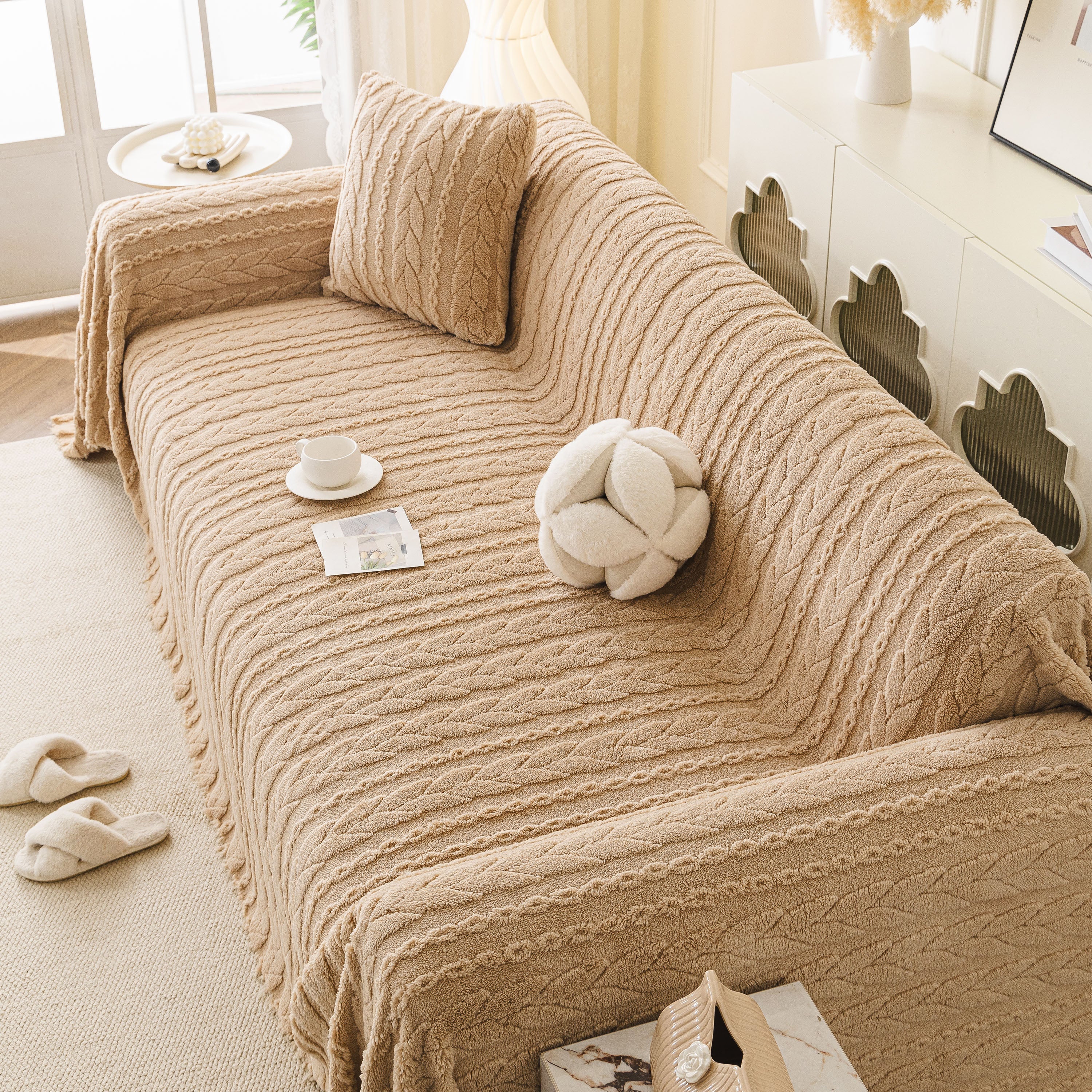 Thick Cozy 3D Cable Sofa Throw Cover, Plush Jacquard Warm Fleece Throw Blanket - Image 82