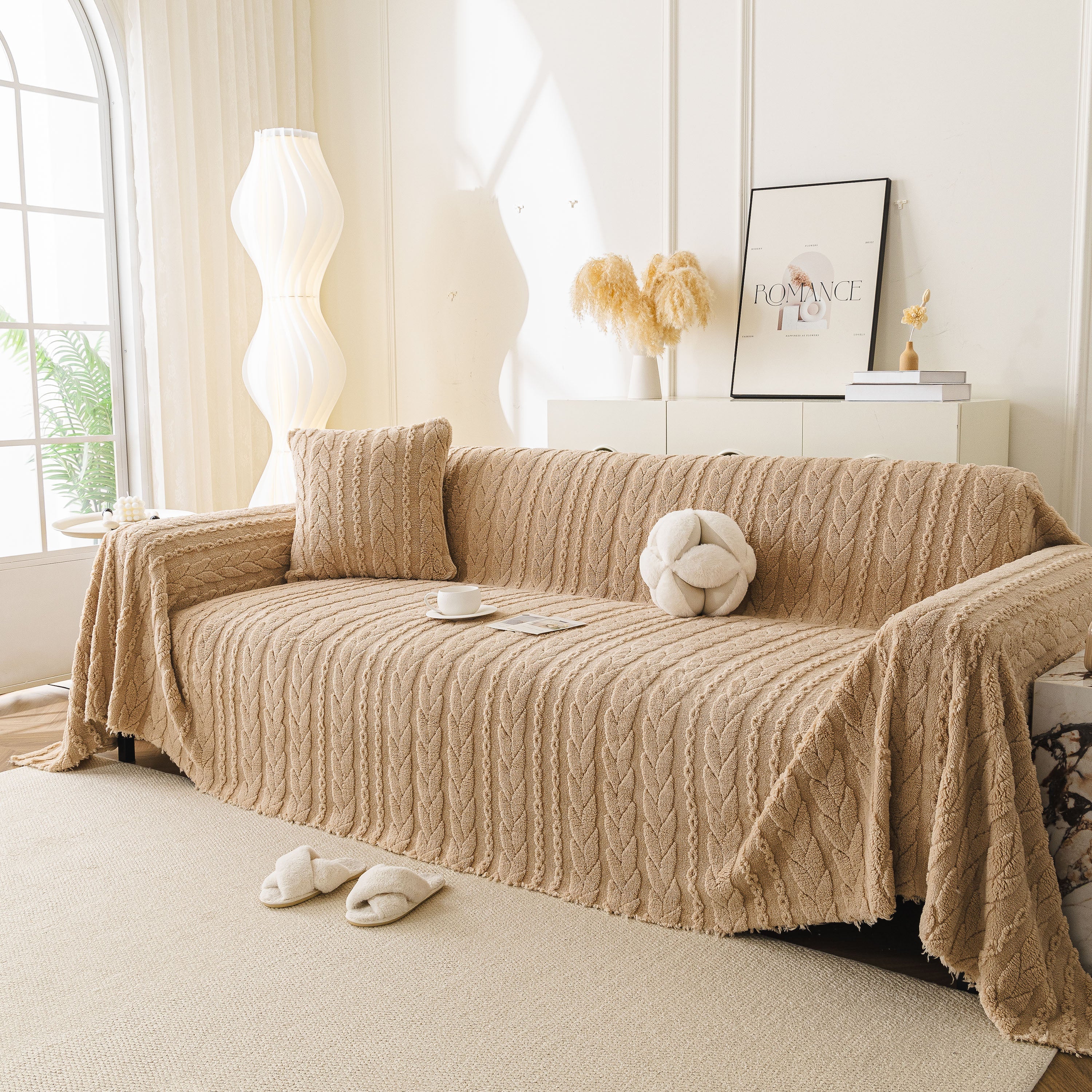 Thick Cozy 3D Cable Sofa Throw Cover, Plush Jacquard Warm Fleece Throw Blanket - Image 83
