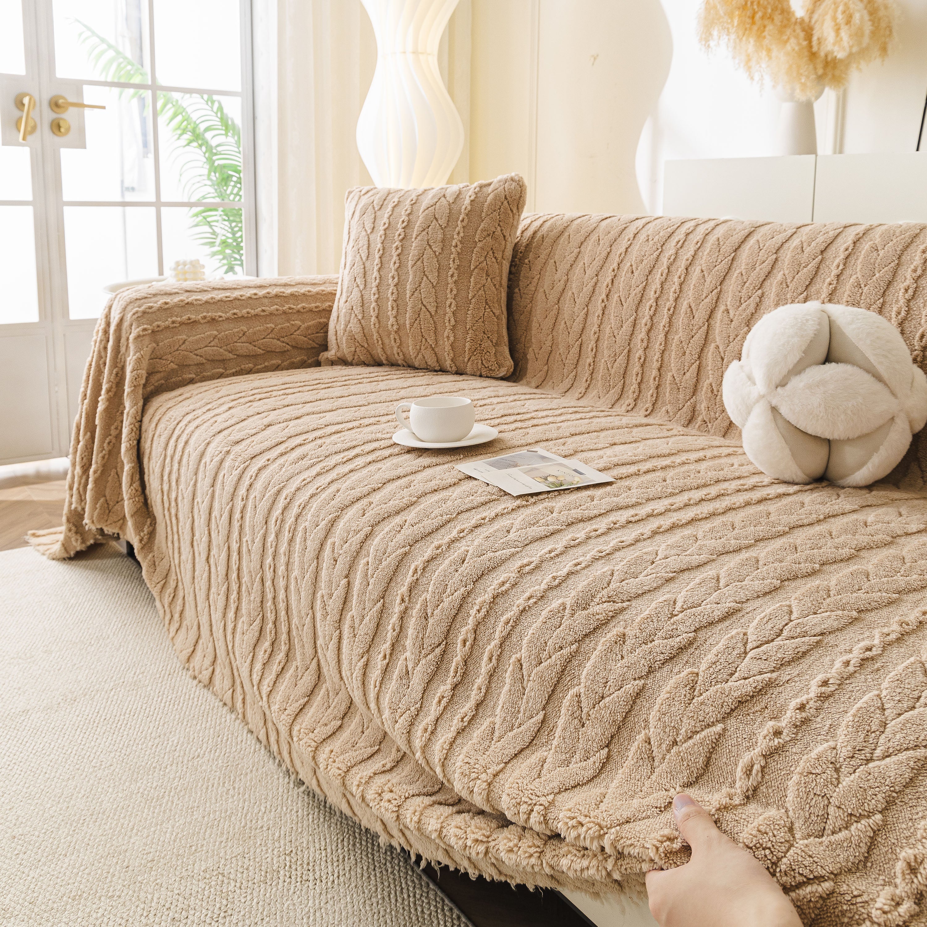 Thick Cozy 3D Cable Sofa Throw Cover, Plush Jacquard Warm Fleece Throw Blanket - Image 90