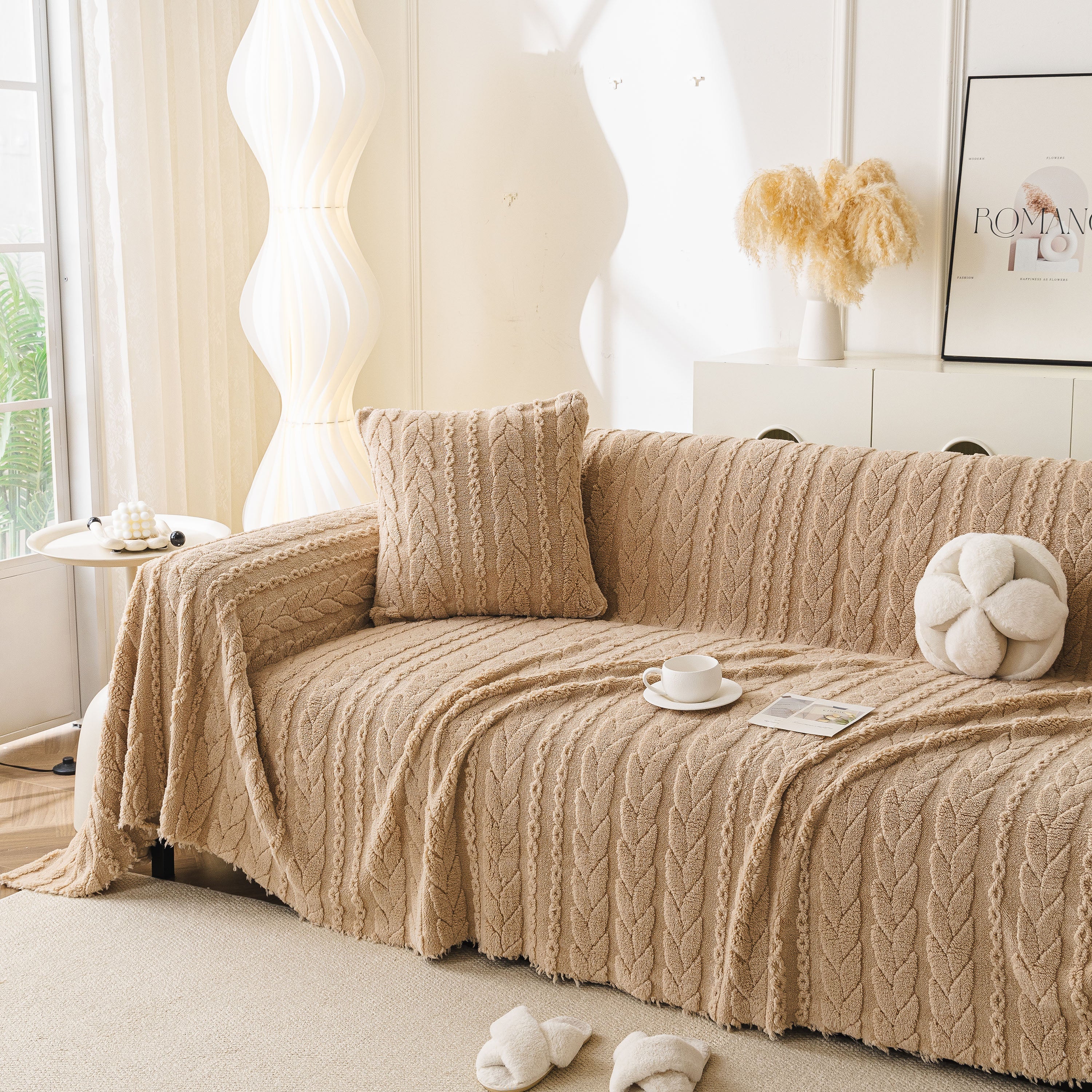 Thick Cozy 3D Cable Sofa Throw Cover, Plush Jacquard Warm Fleece Throw Blanket - Image 91