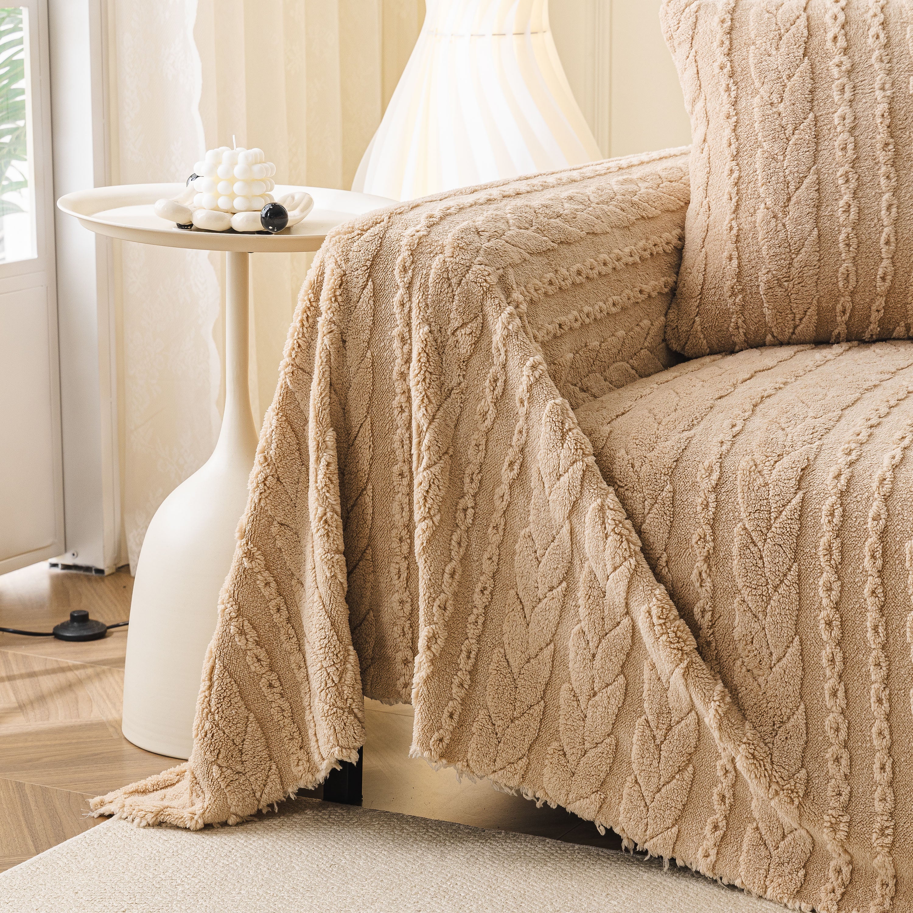 Thick Cozy 3D Cable Sofa Throw Cover, Plush Jacquard Warm Fleece Throw Blanket - Image 99
