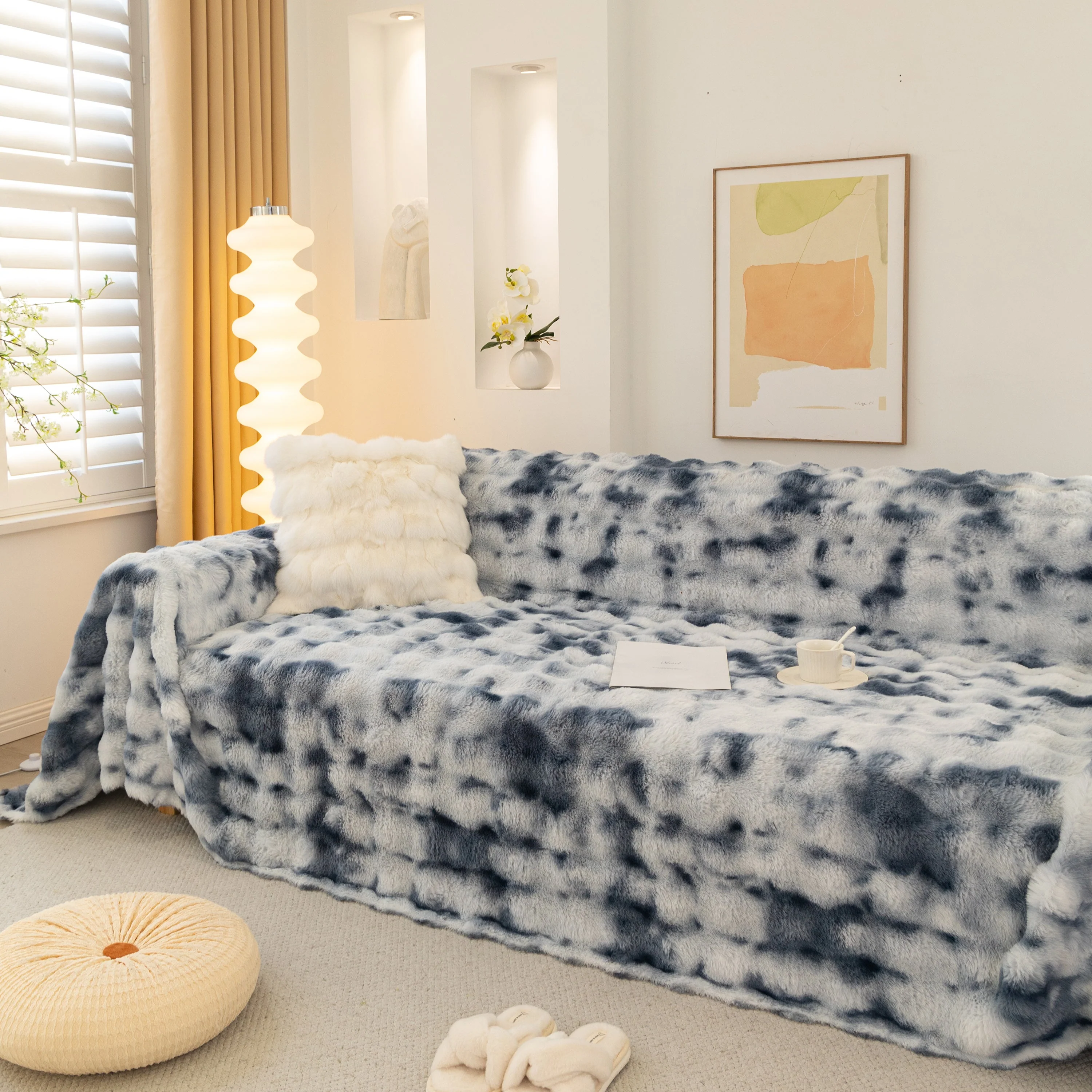 Thick Faux Fur Couch Cover Fluffy Fuzzy Warm Washable Furniture Protector for Kids Pets - Image 12
