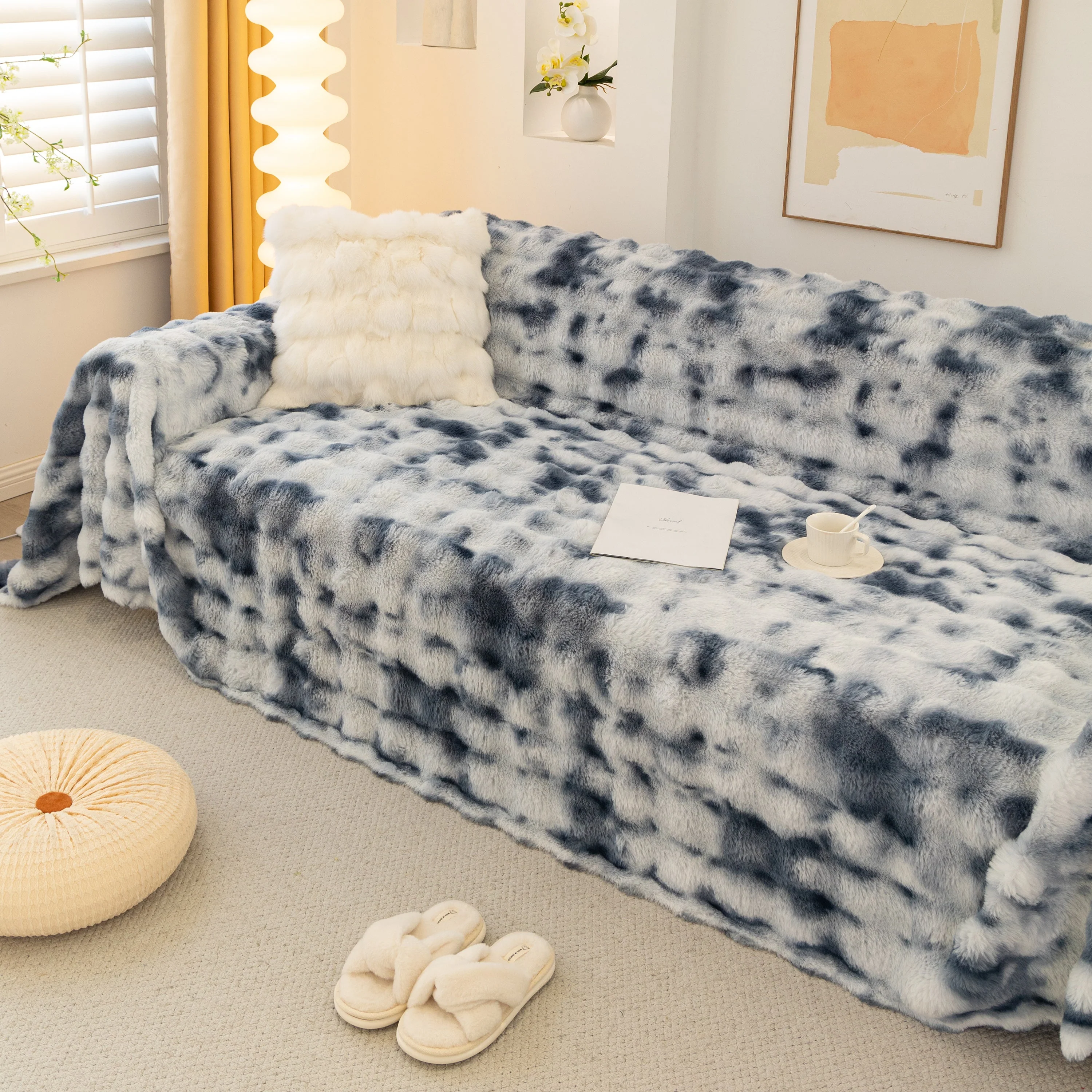 Thick Faux Fur Couch Cover Fluffy Fuzzy Warm Washable Furniture Protector for Kids Pets - Image 13
