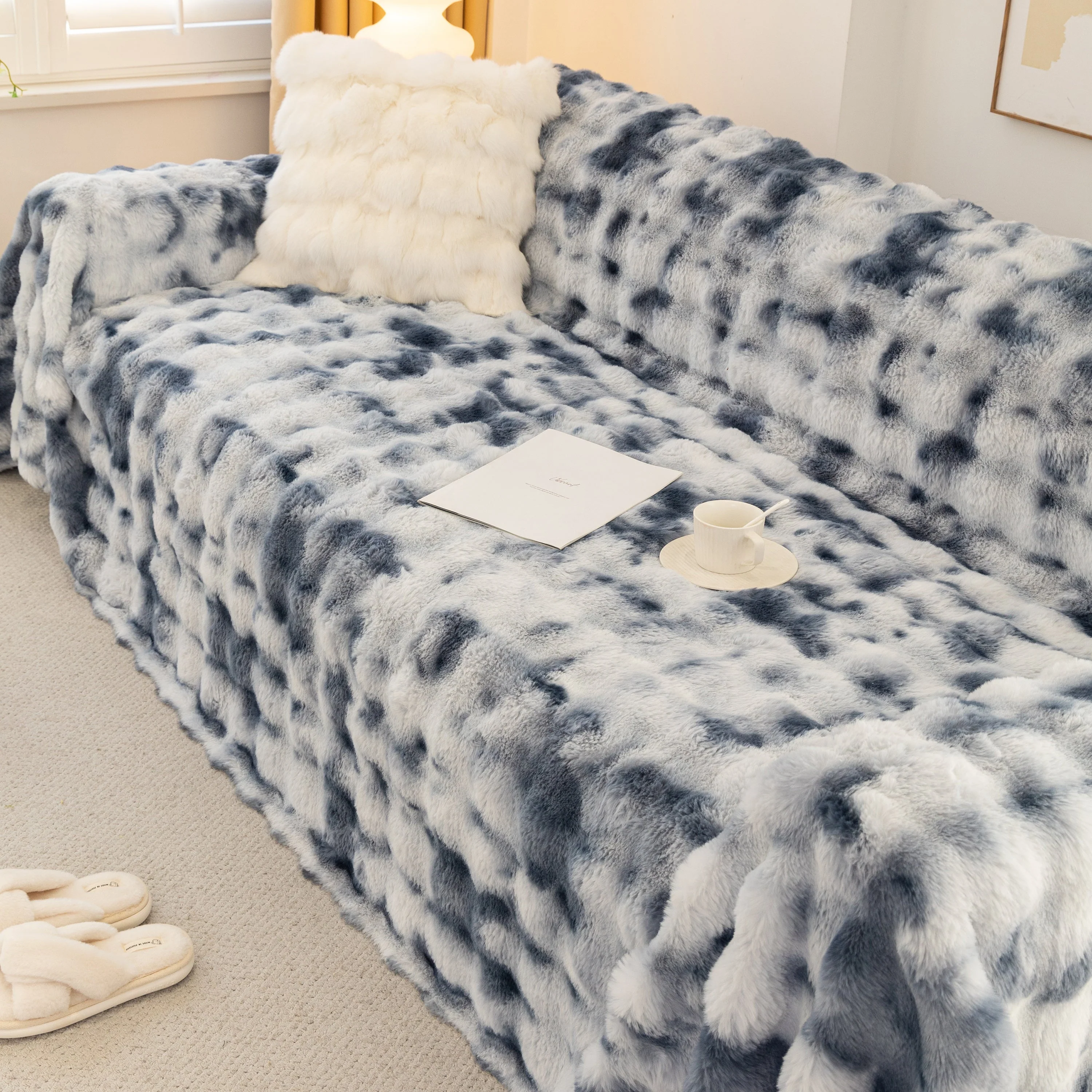 Thick Faux Fur Couch Cover Fluffy Fuzzy Warm Washable Furniture Protector for Kids Pets - Image 15