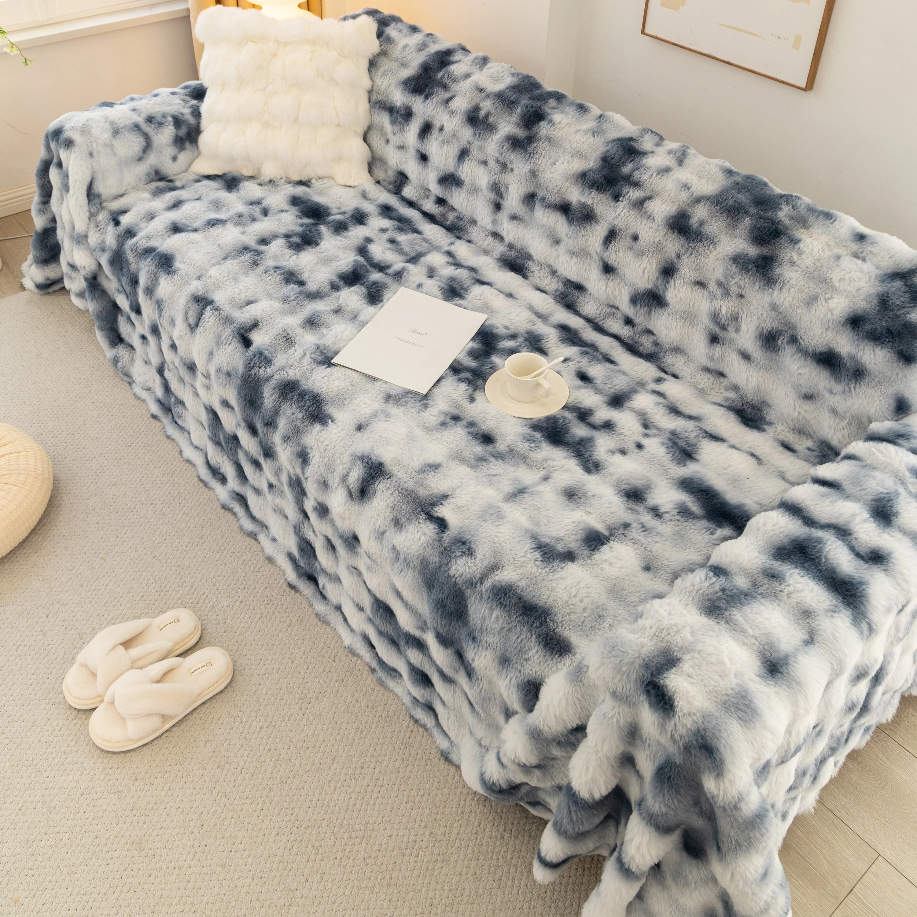 Thick Faux Fur Couch Cover Fluffy Fuzzy Warm Washable Furniture Protector for Kids Pets - Image 16