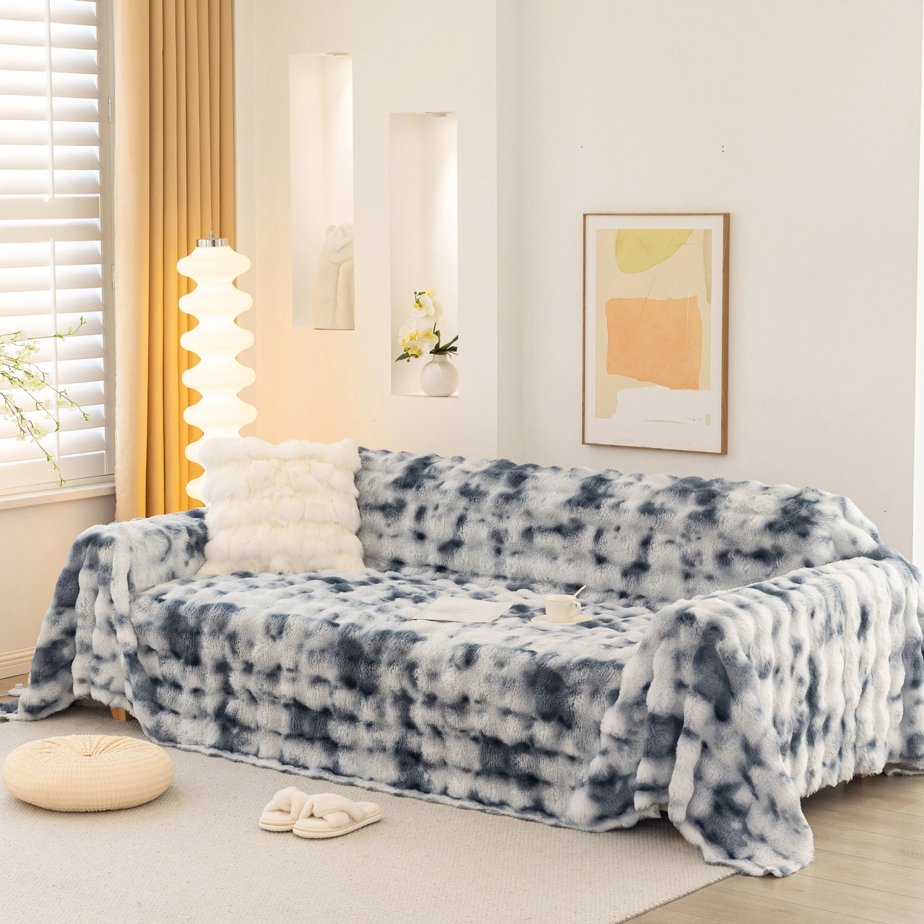 Thick Faux Fur Couch Cover Fluffy Fuzzy Warm Washable Furniture Protector for Kids Pets - Image 17
