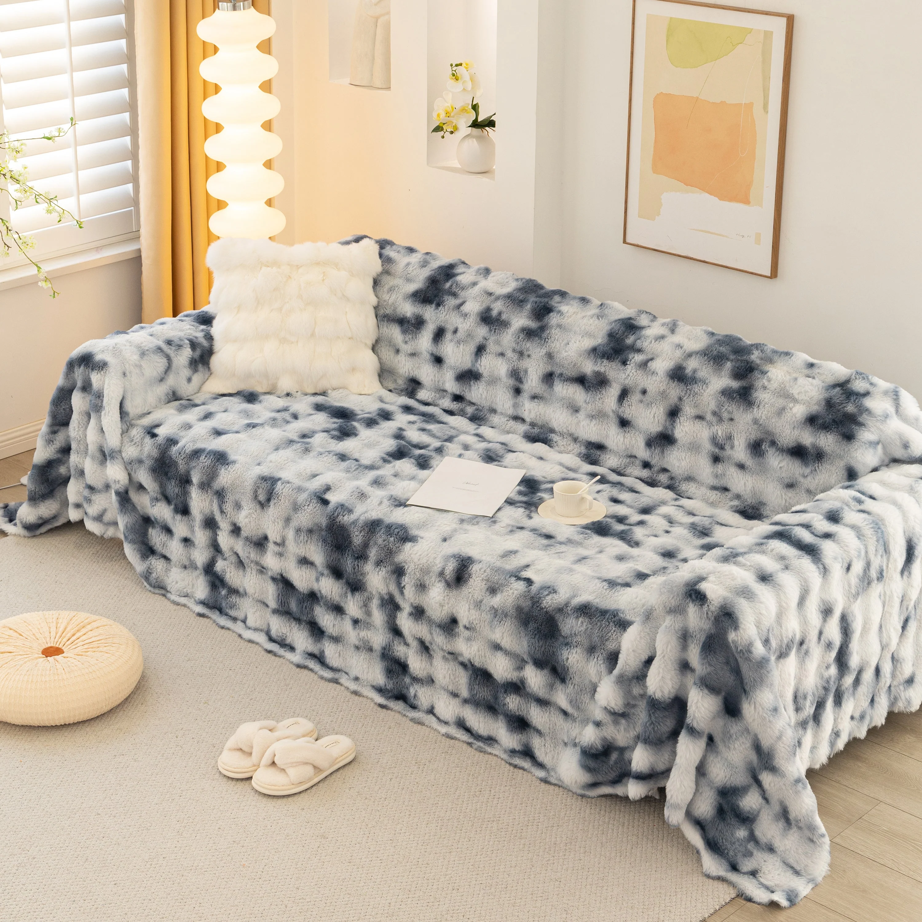 Thick Faux Fur Couch Cover Fluffy Fuzzy Warm Washable Furniture Protector for Kids Pets - Image 18