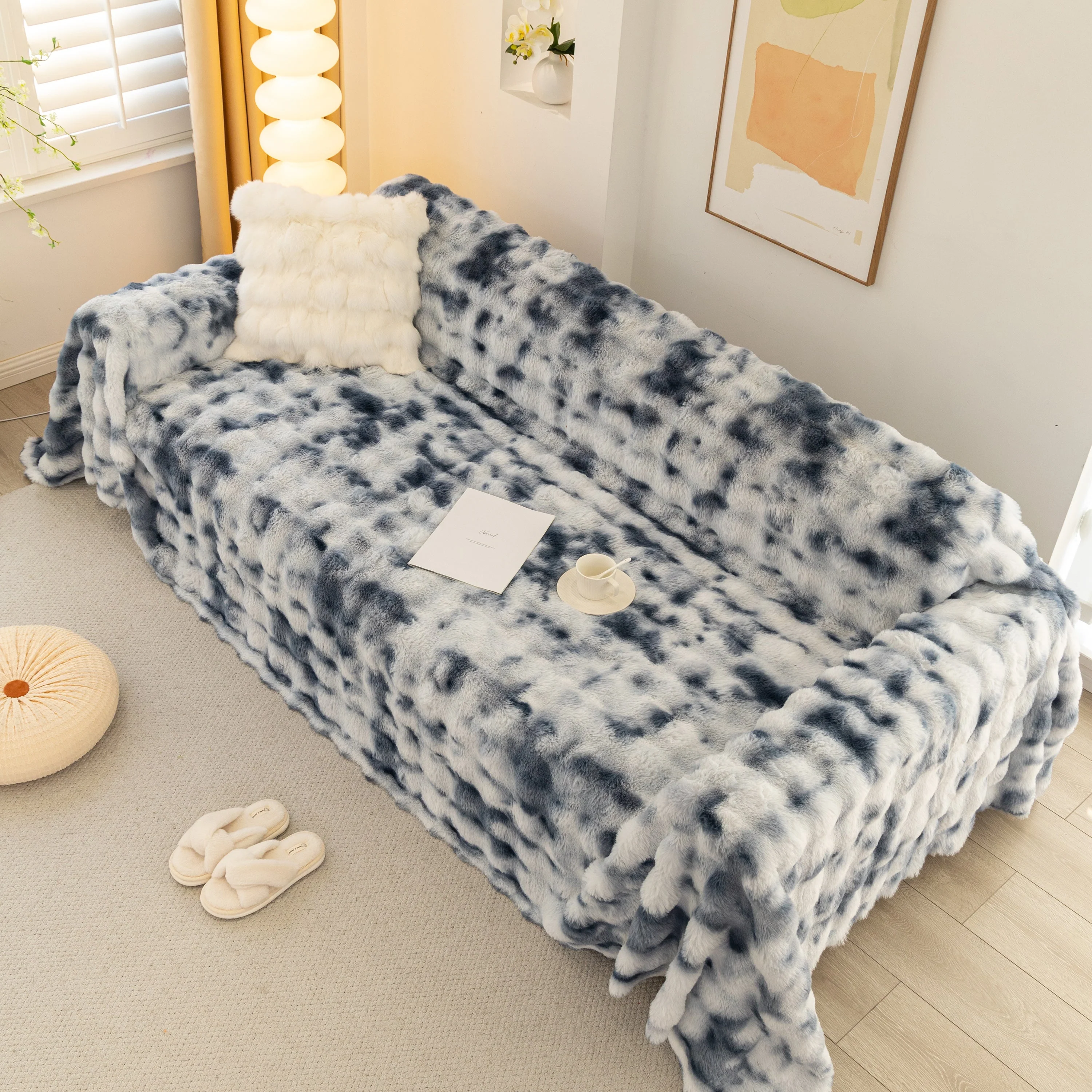 Thick Faux Fur Couch Cover Fluffy Fuzzy Warm Washable Furniture Protector for Kids Pets - Image 19