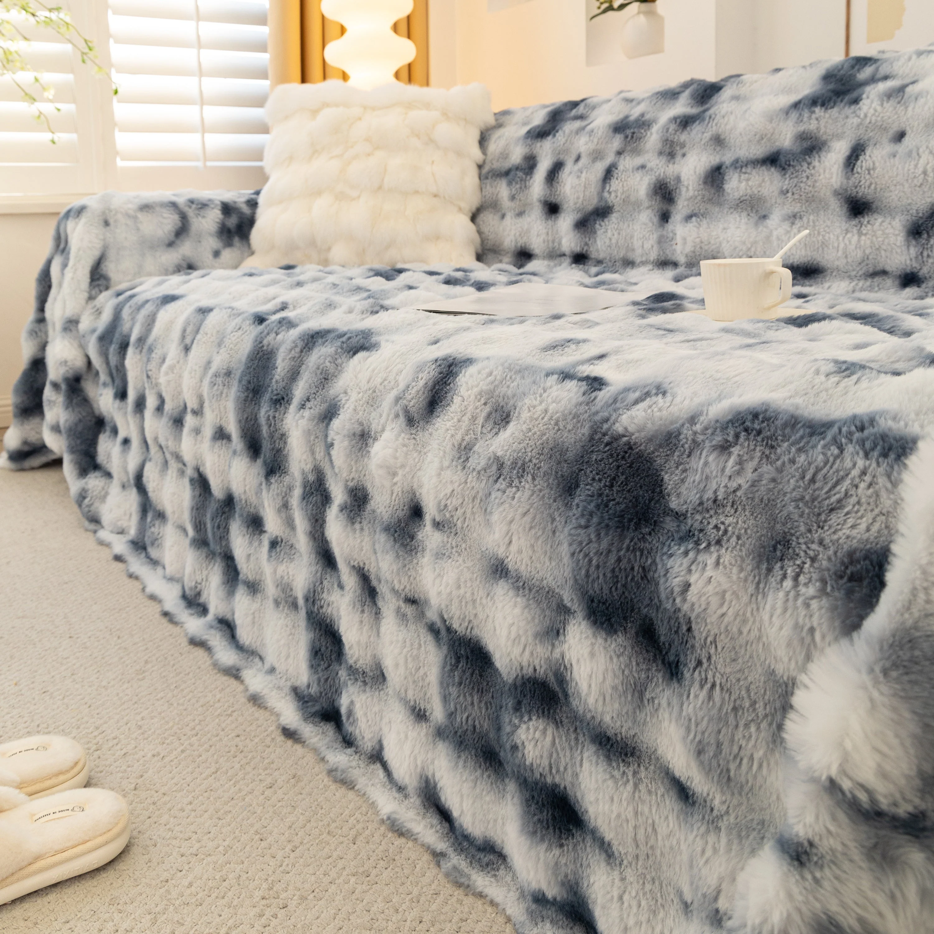 Thick Faux Fur Couch Cover Fluffy Fuzzy Warm Washable Furniture Protector for Kids Pets - Image 23