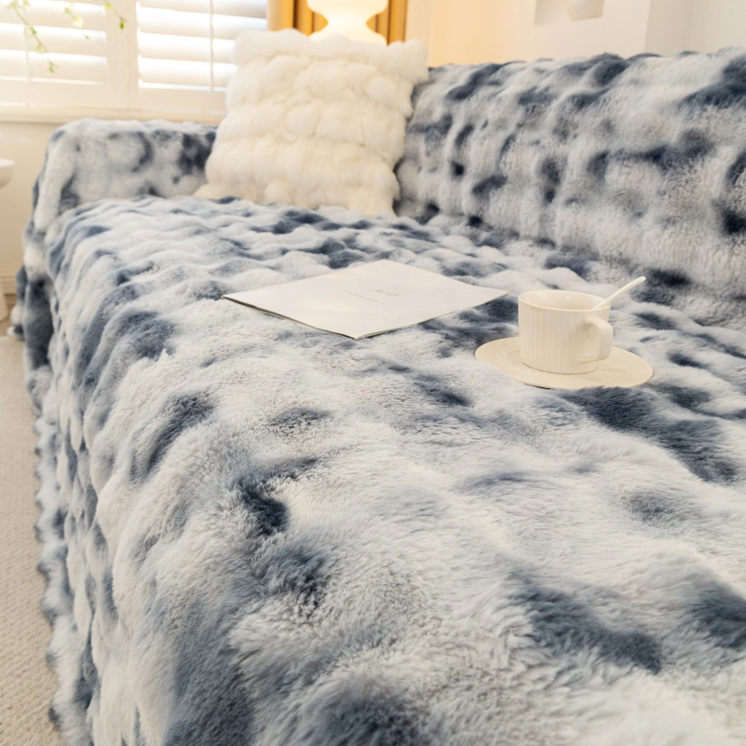Thick Faux Fur Couch Cover Fluffy Fuzzy Warm Washable Furniture Protector for Kids Pets - Image 25