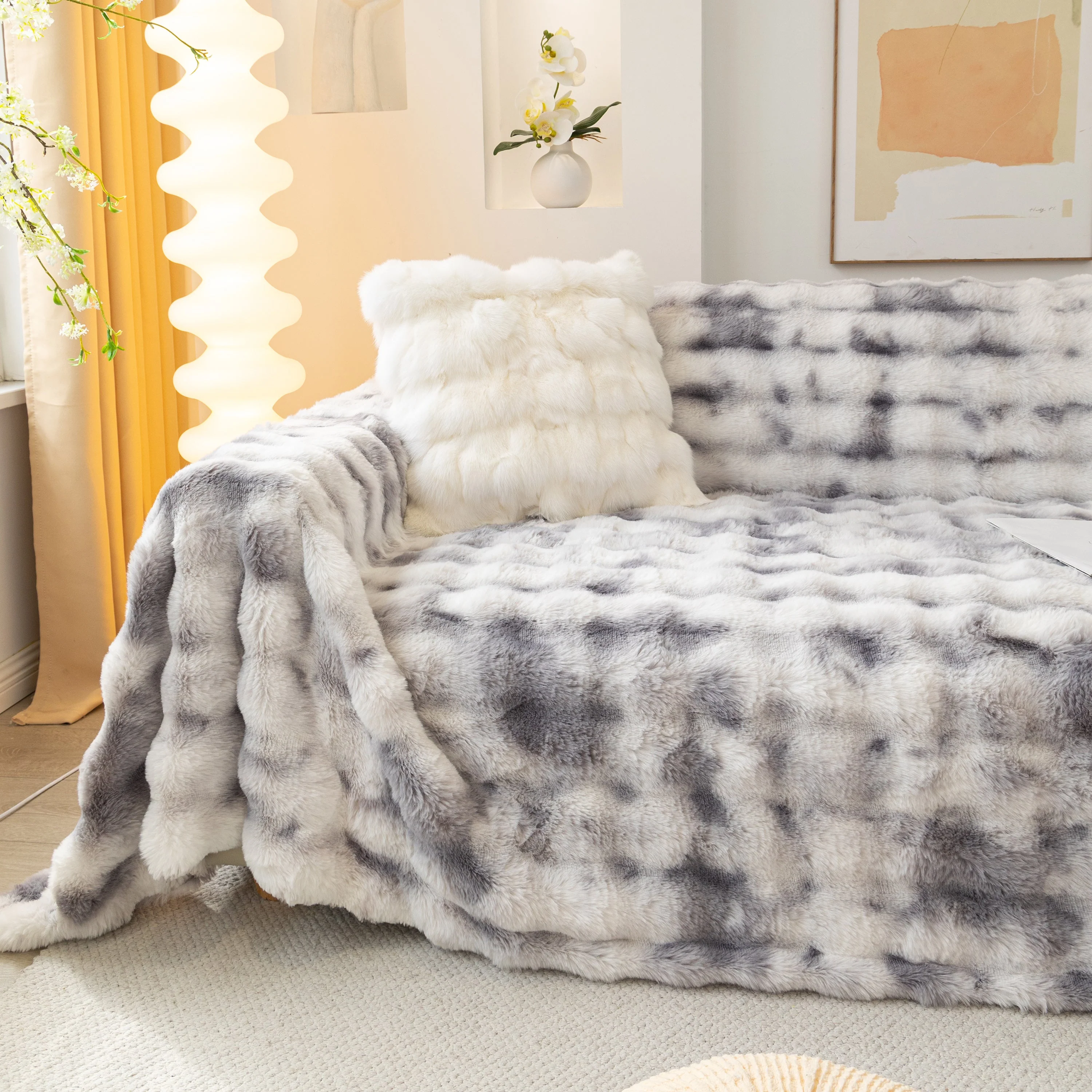Thick Faux Fur Couch Cover Fluffy Fuzzy Warm Washable Furniture Protector for Kids Pets - Image 31