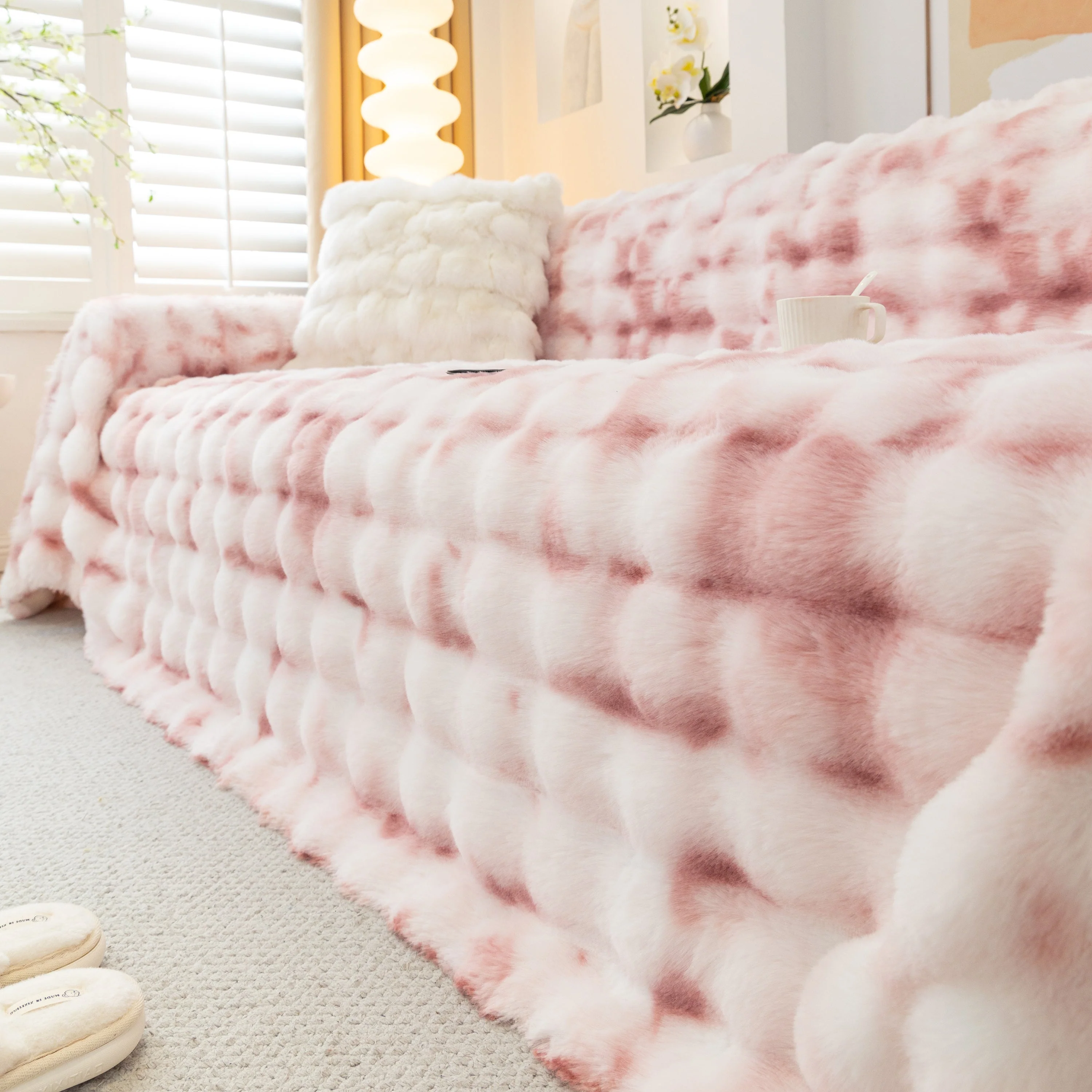 Thick Faux Fur Couch Cover Fluffy Fuzzy Warm Washable Furniture Protector for Kids Pets - Image 69