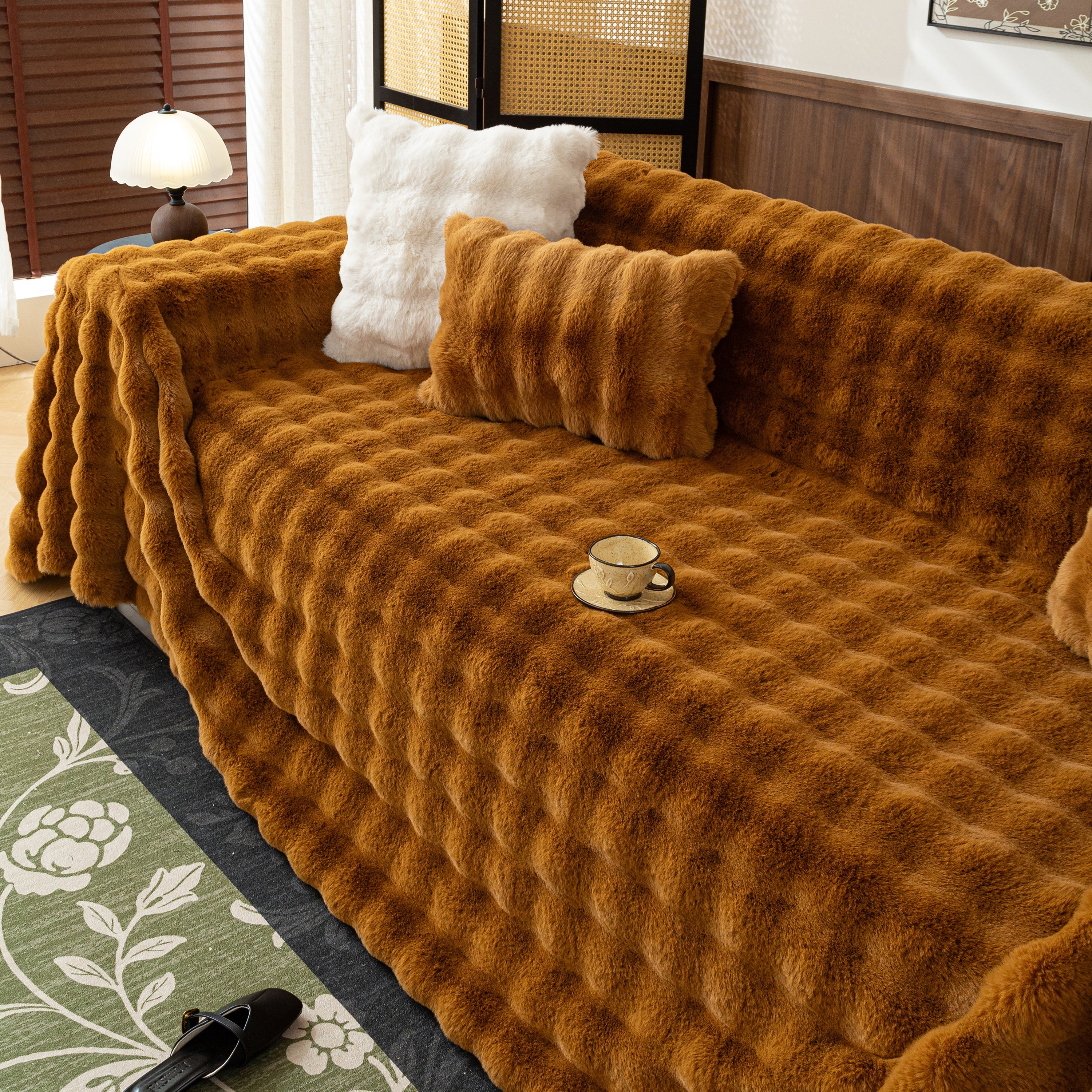 Thick Faux Fur Sofa Cover Fluffy Plush Warm Sofa Slipcover Furniture Protector for Couch Bed - Image 14