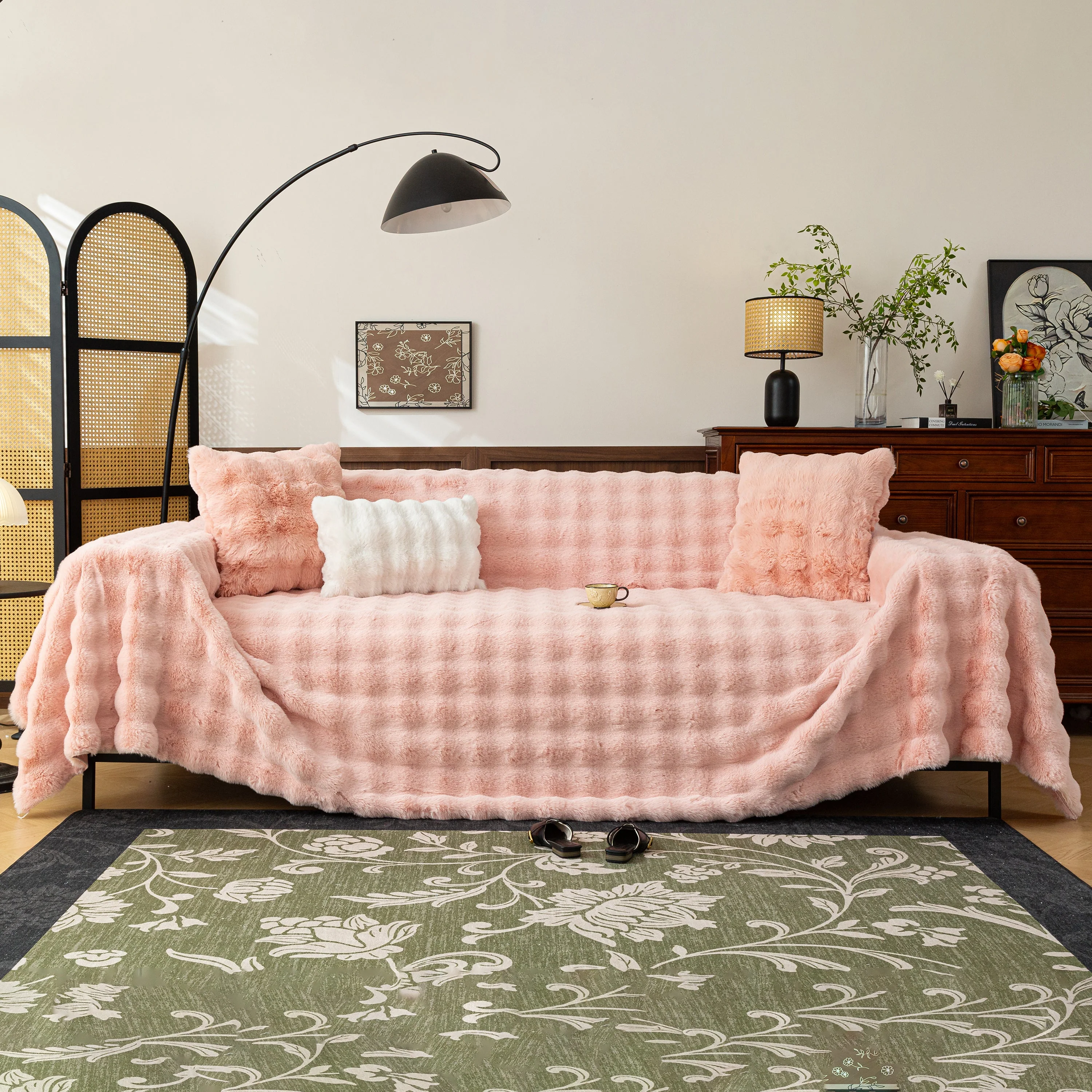 Thick Faux Fur Sofa Cover Fluffy Plush Warm Sofa Slipcover Furniture Protector for Couch Bed - Image 32