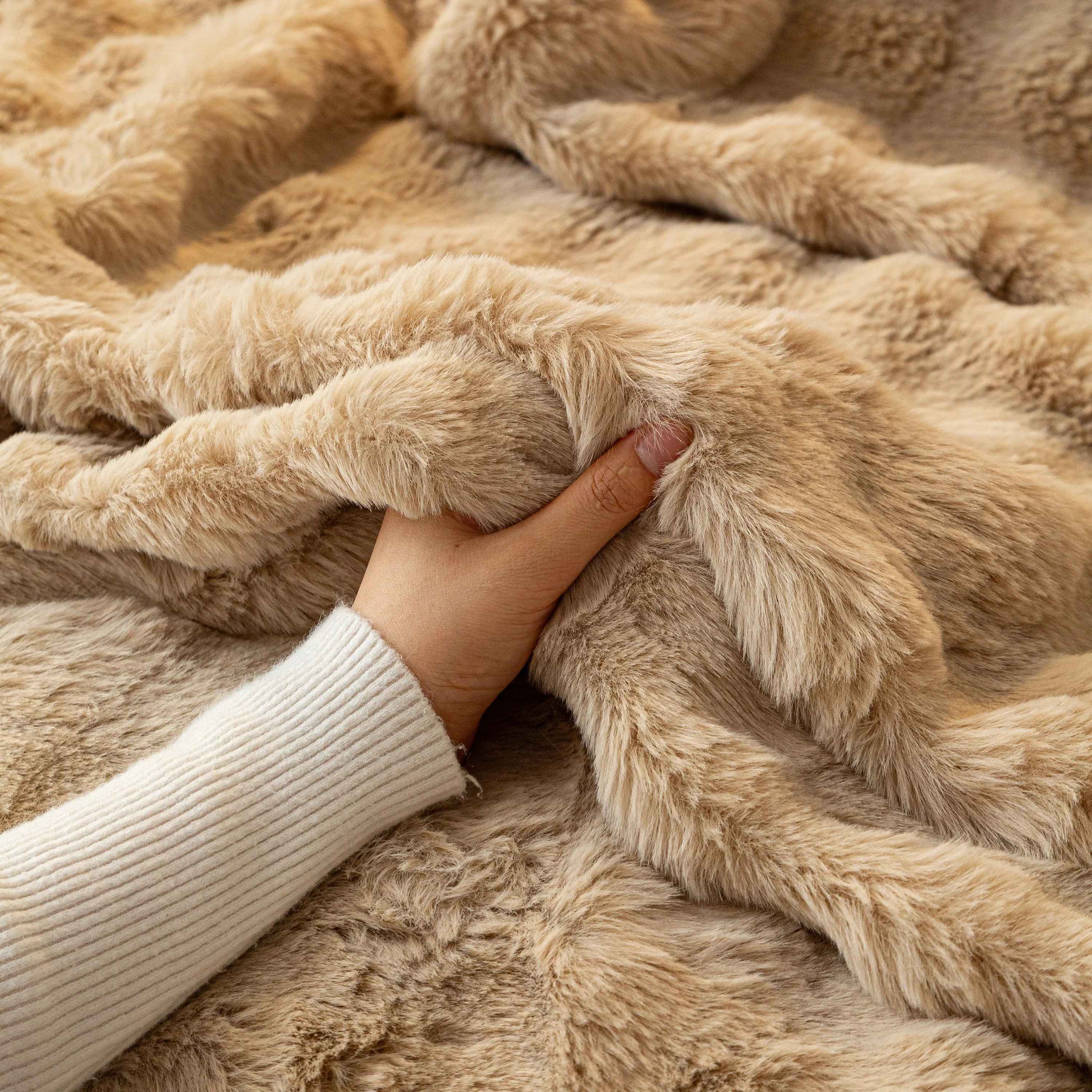 Thick Faux Fur Sofa Cover Fluffy Plush Warm Sofa Slipcover Furniture Protector for Couch Bed - Image 66