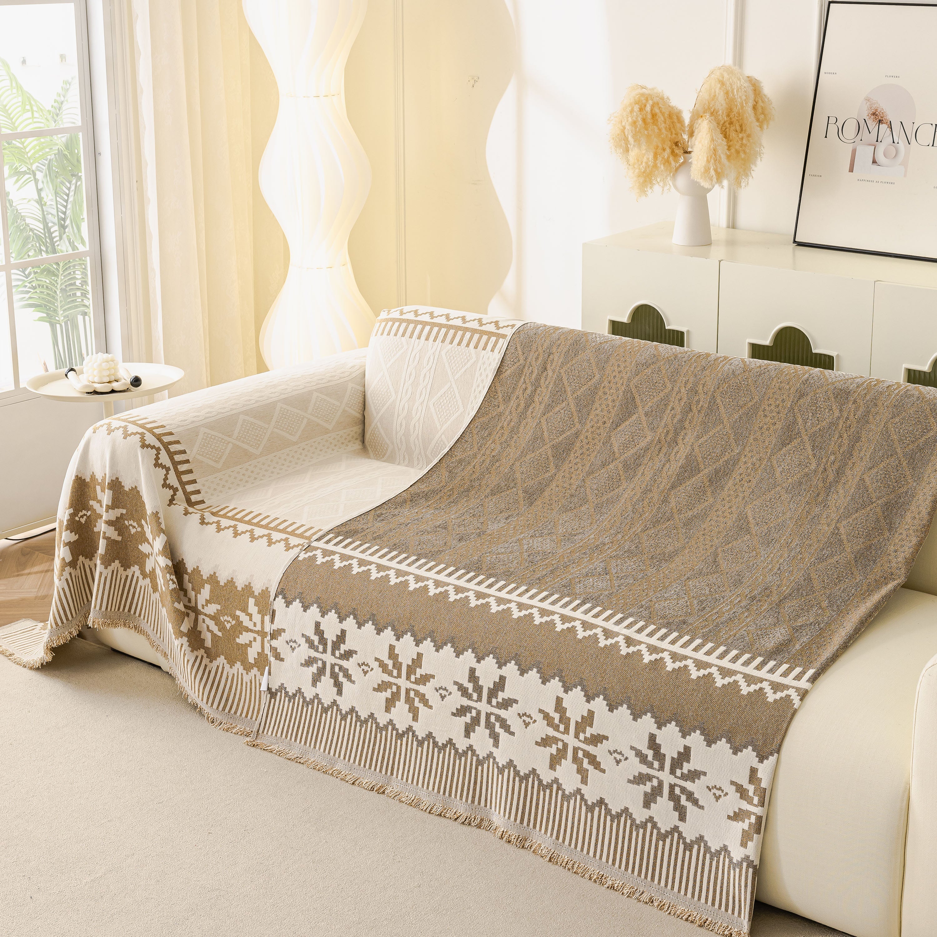 Thick Jacquard Couch Cover for Sectional Sofas, Cozy Washable Sofa Cover Throw Blanket - Image 100