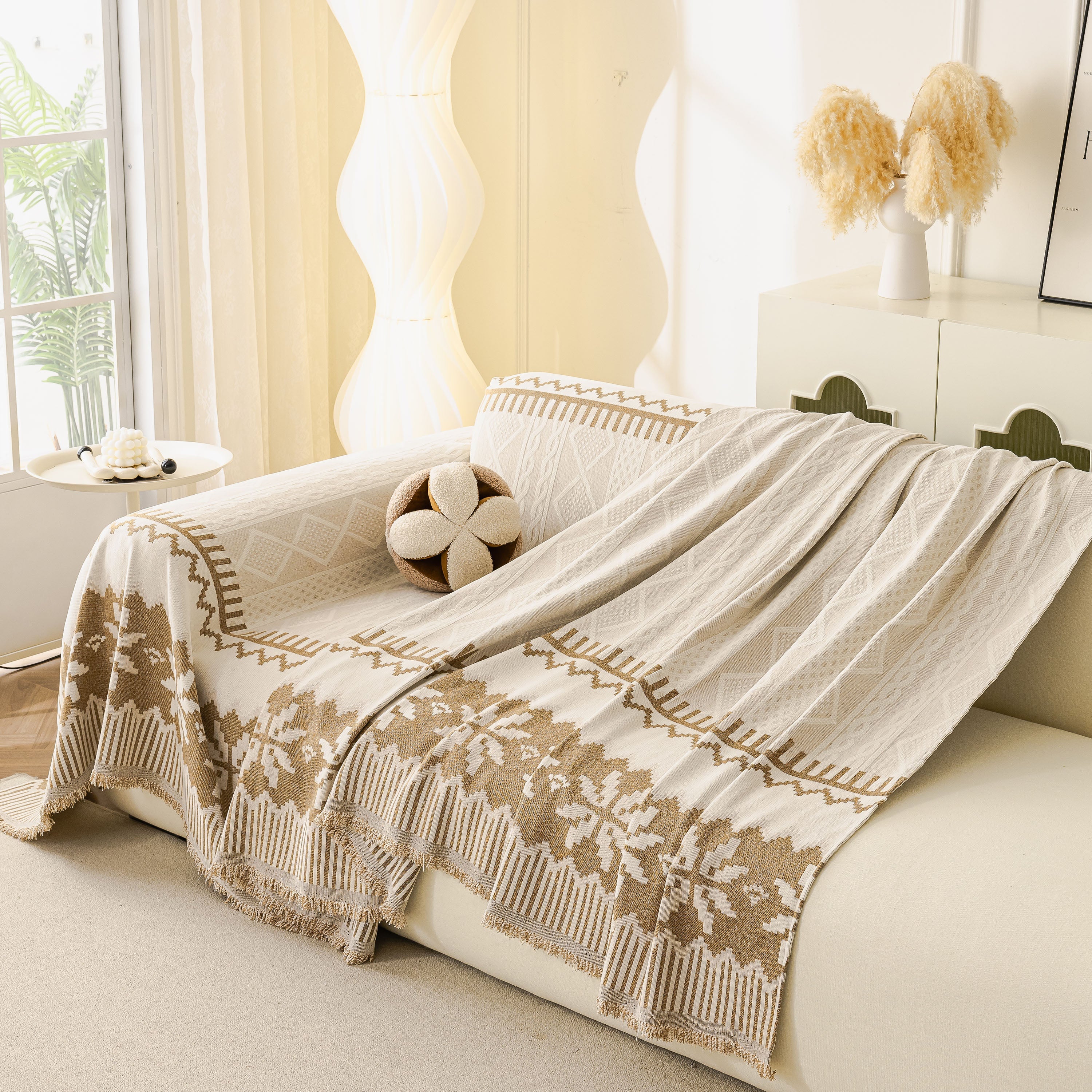Thick Jacquard Couch Cover for Sectional Sofas, Cozy Washable Sofa Cover Throw Blanket - Image 107