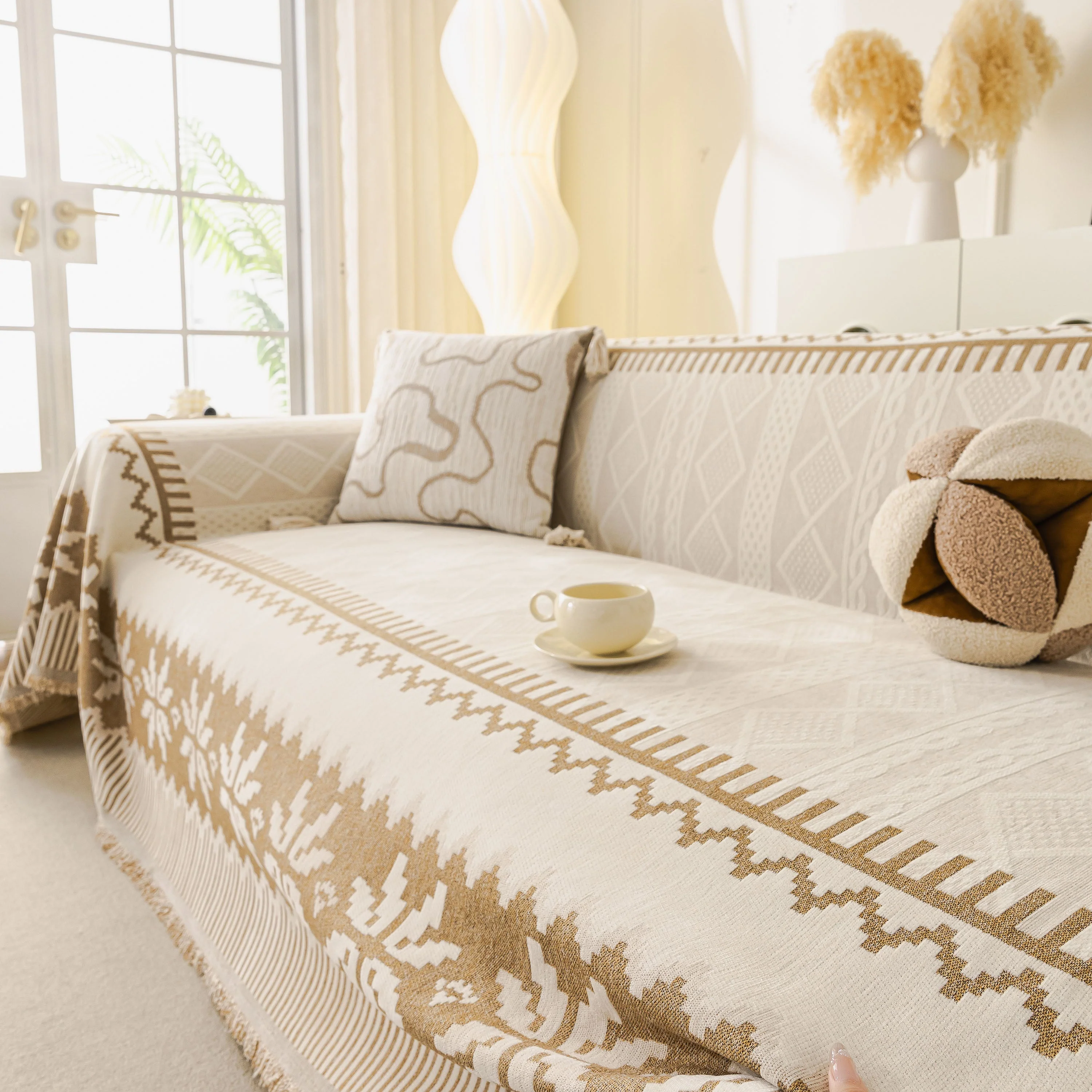 Thick Jacquard Couch Cover for Sectional Sofas, Cozy Washable Sofa Cover Throw Blanket - Image 109
