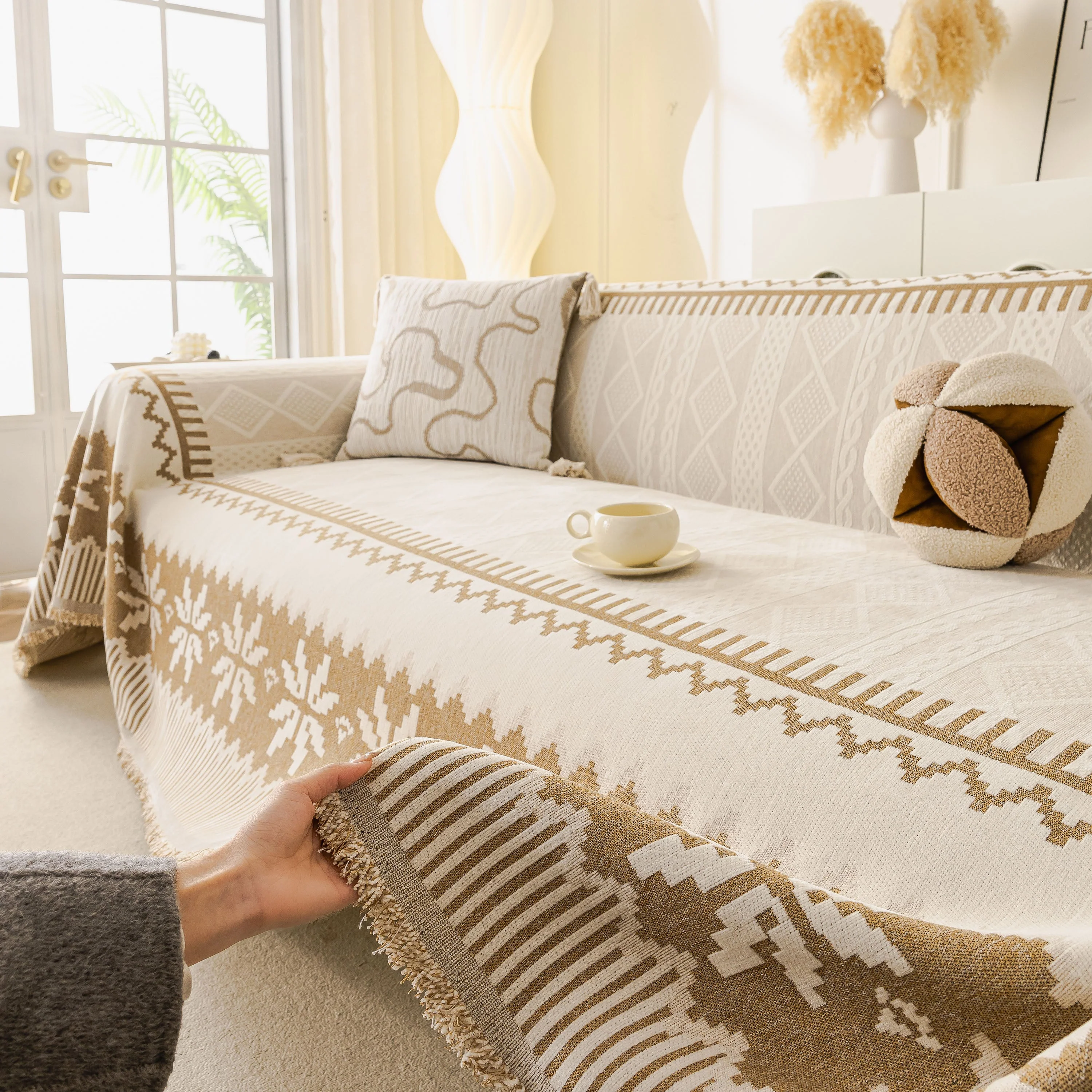 Thick Jacquard Couch Cover for Sectional Sofas, Cozy Washable Sofa Cover Throw Blanket - Image 110