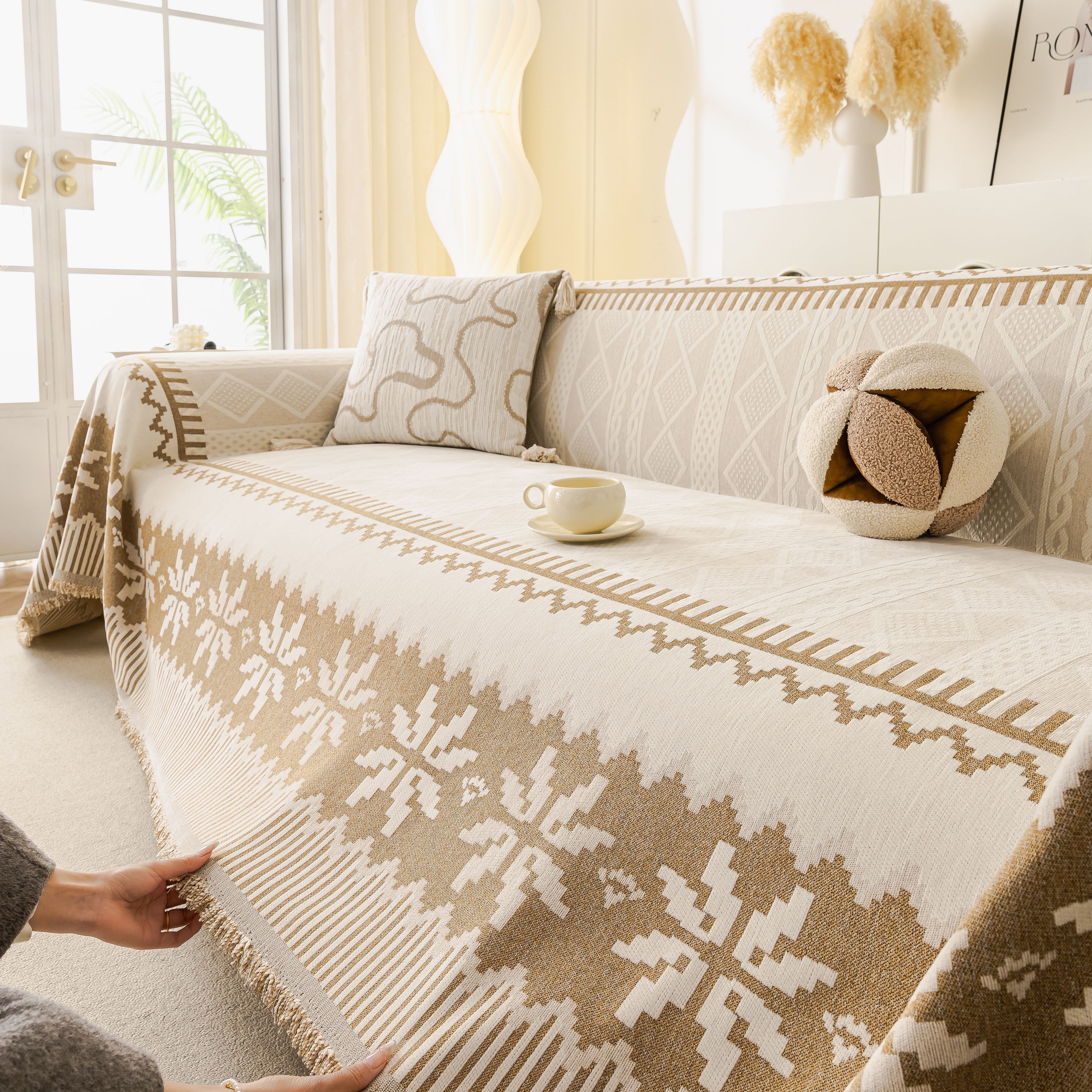 Thick Jacquard Couch Cover for Sectional Sofas, Cozy Washable Sofa Cover Throw Blanket - Image 111