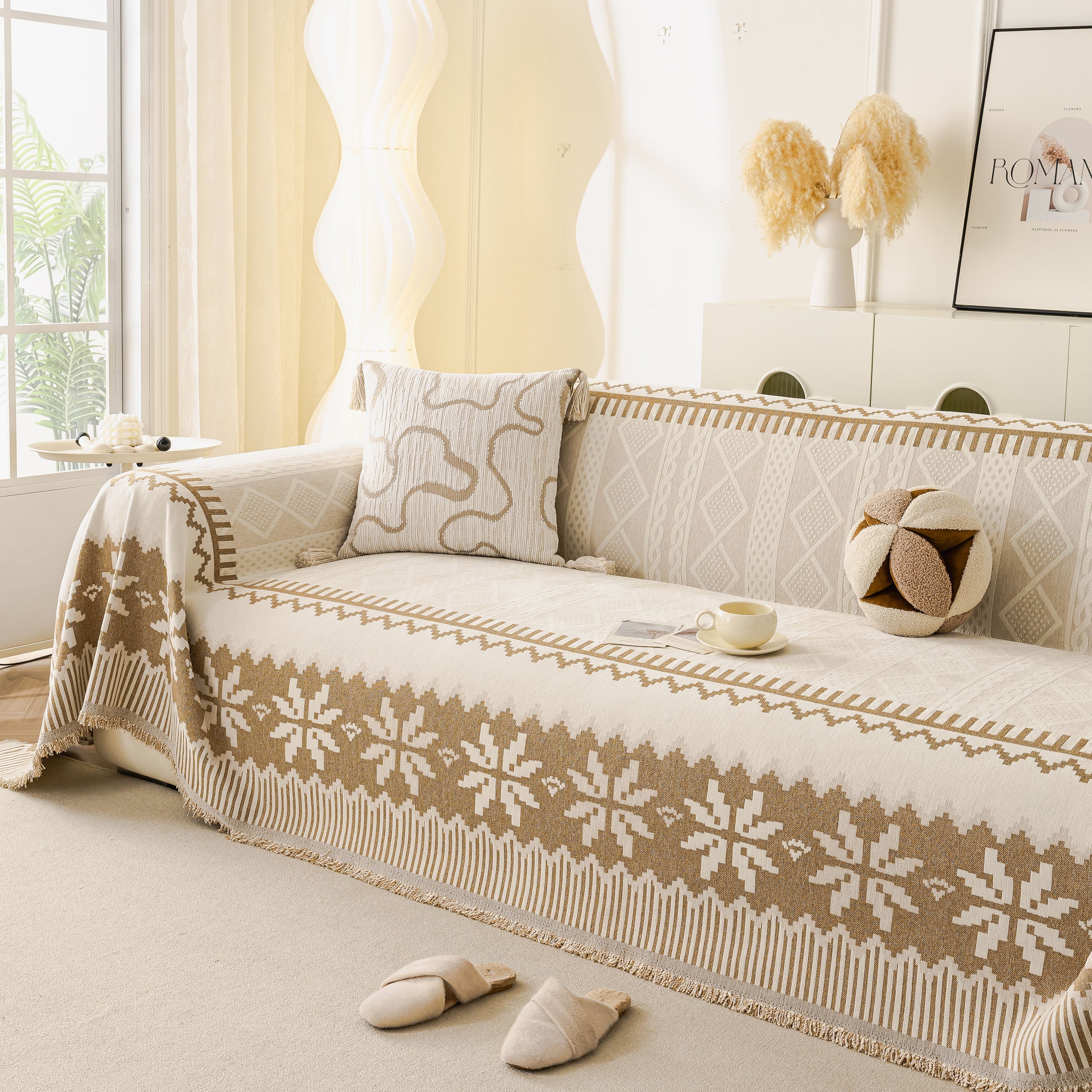 Thick Jacquard Couch Cover for Sectional Sofas, Cozy Washable Sofa Cover Throw Blanket - Image 115