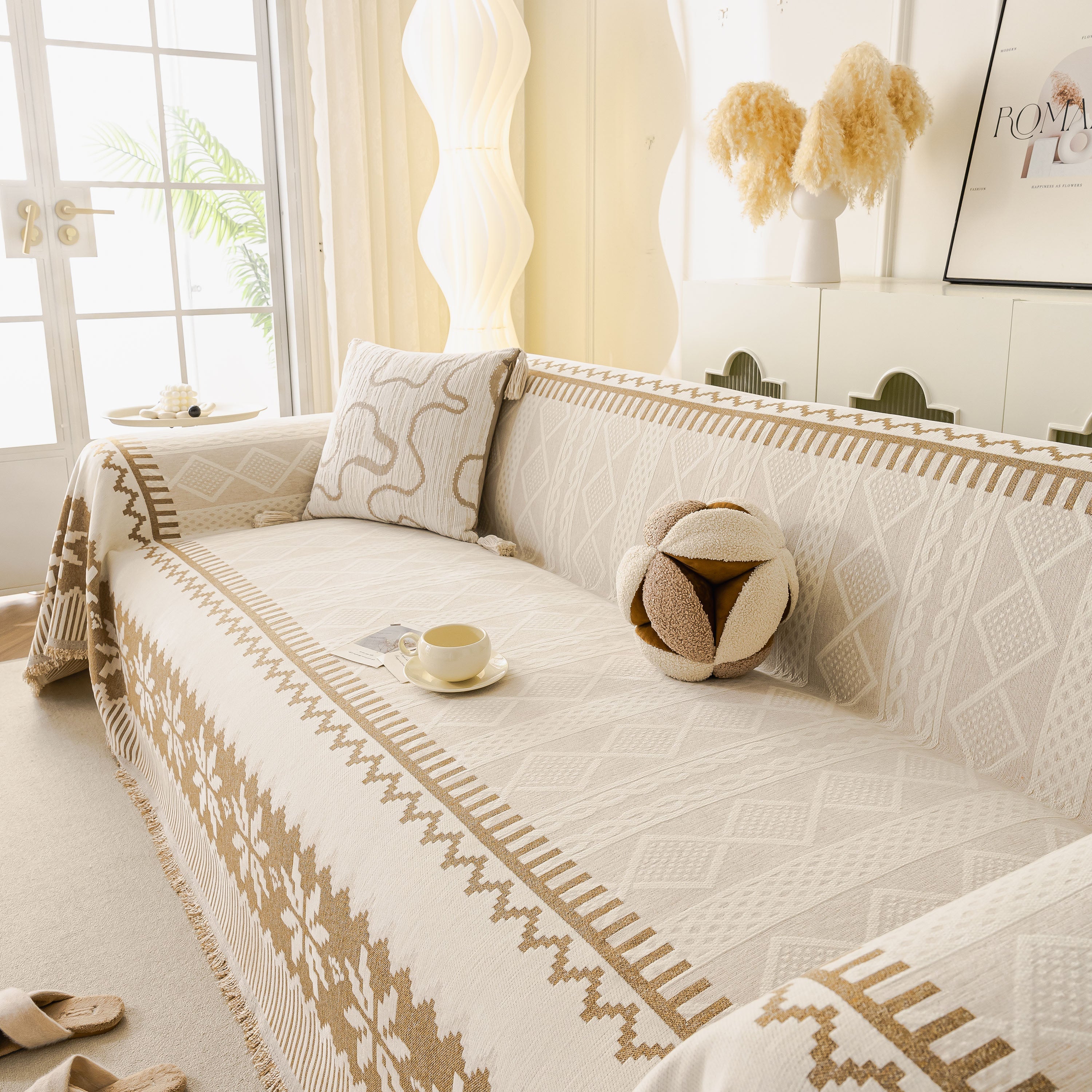 Thick Jacquard Couch Cover for Sectional Sofas, Cozy Washable Sofa Cover Throw Blanket - Image 116