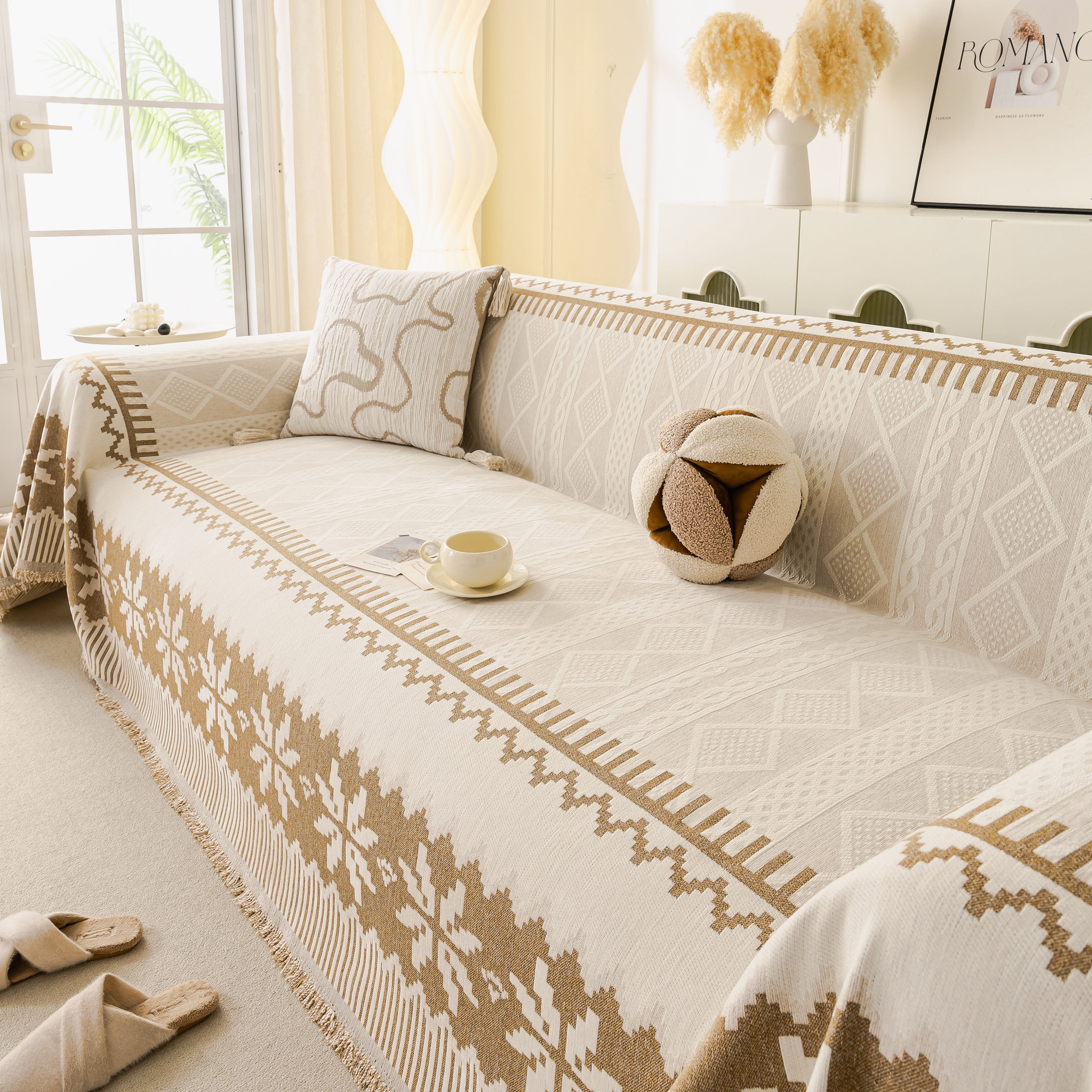 Thick Jacquard Couch Cover for Sectional Sofas, Cozy Washable Sofa Cover Throw Blanket - Image 117