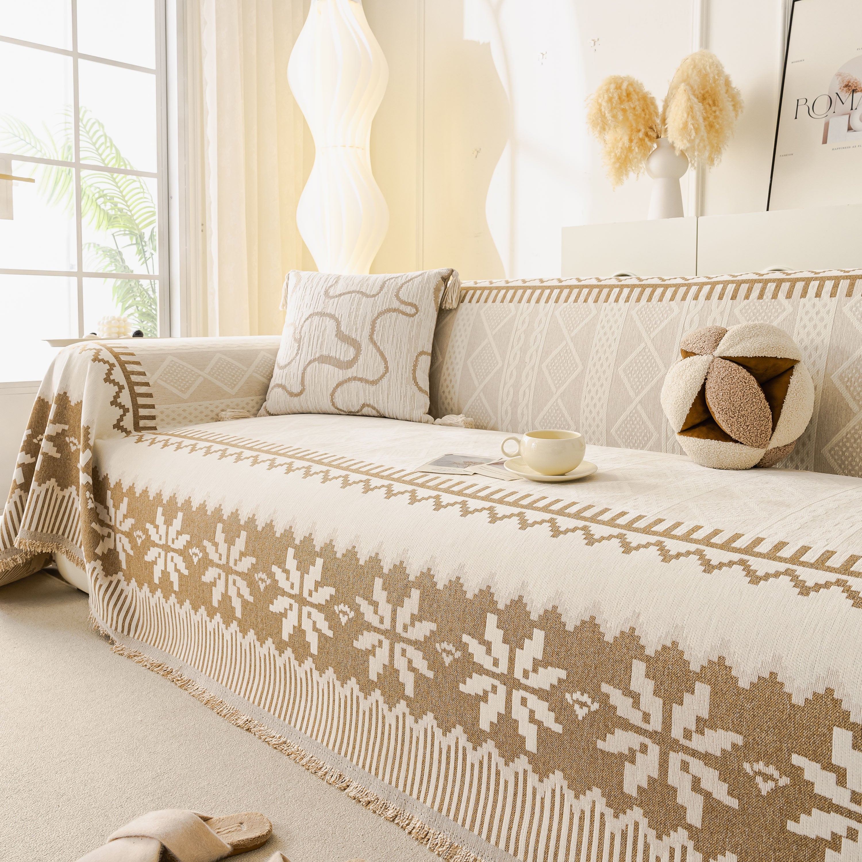Thick Jacquard Couch Cover for Sectional Sofas, Cozy Washable Sofa Cover Throw Blanket - Image 118