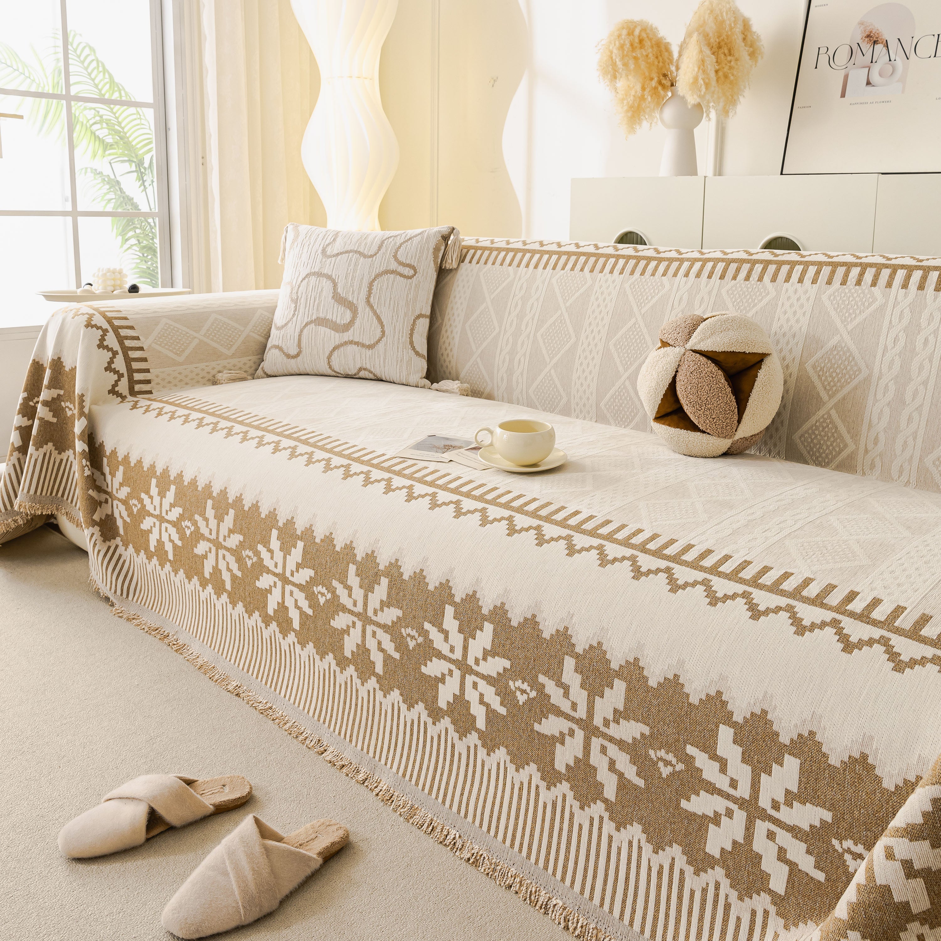 Thick Jacquard Couch Cover for Sectional Sofas, Cozy Washable Sofa Cover Throw Blanket - Image 119