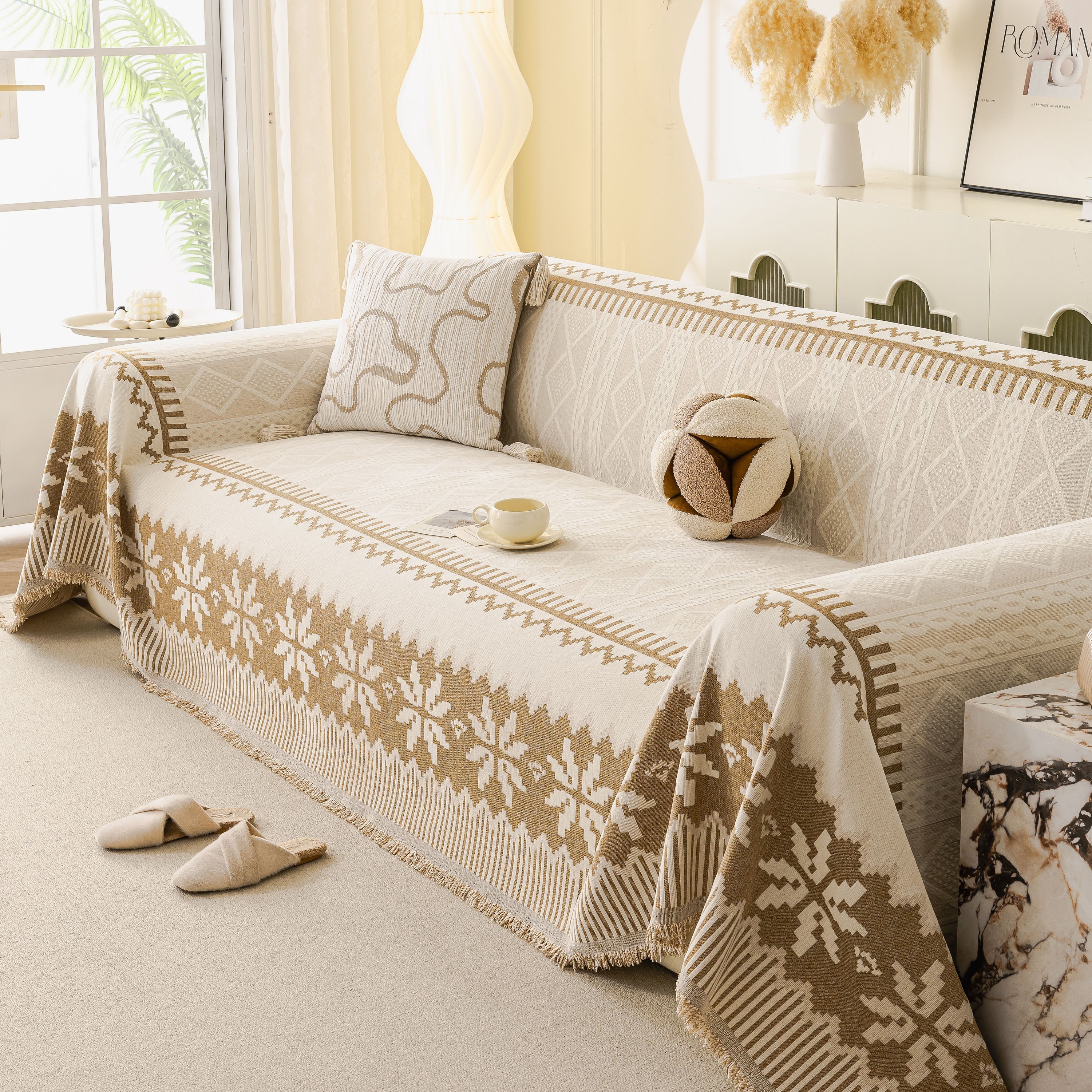 Thick Jacquard Couch Cover for Sectional Sofas, Cozy Washable Sofa Cover Throw Blanket - Image 121