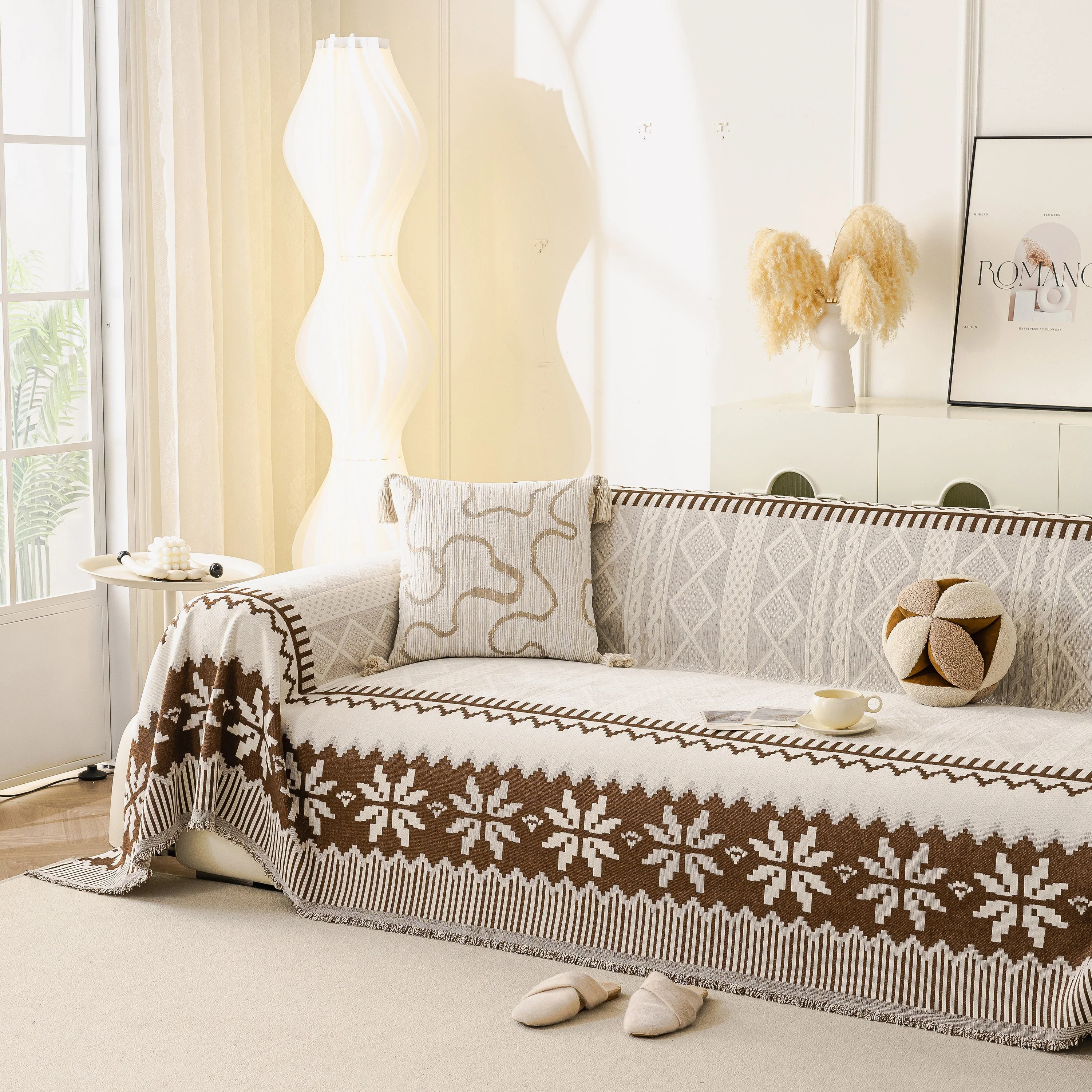 Thick Jacquard Couch Cover for Sectional Sofas, Cozy Washable Sofa Cover Throw Blanket - Image 2