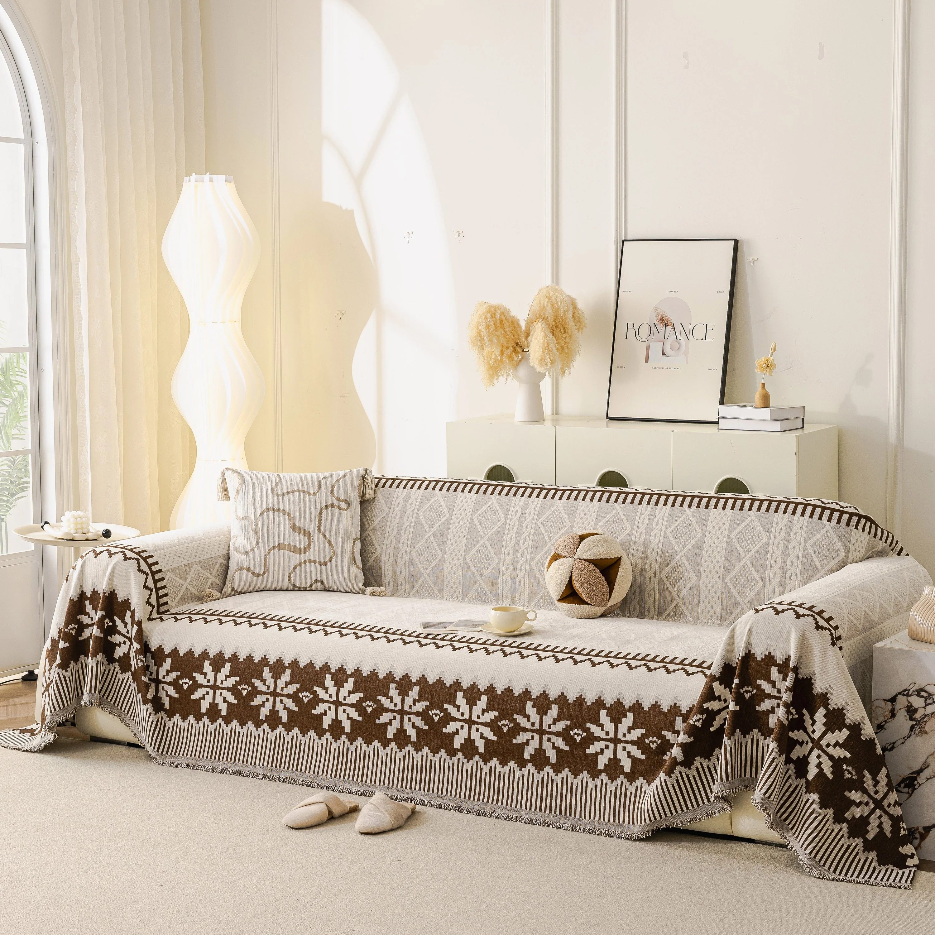 Thick Jacquard Couch Cover for Sectional Sofas, Cozy Washable Sofa Cover Throw Blanket - Image 3