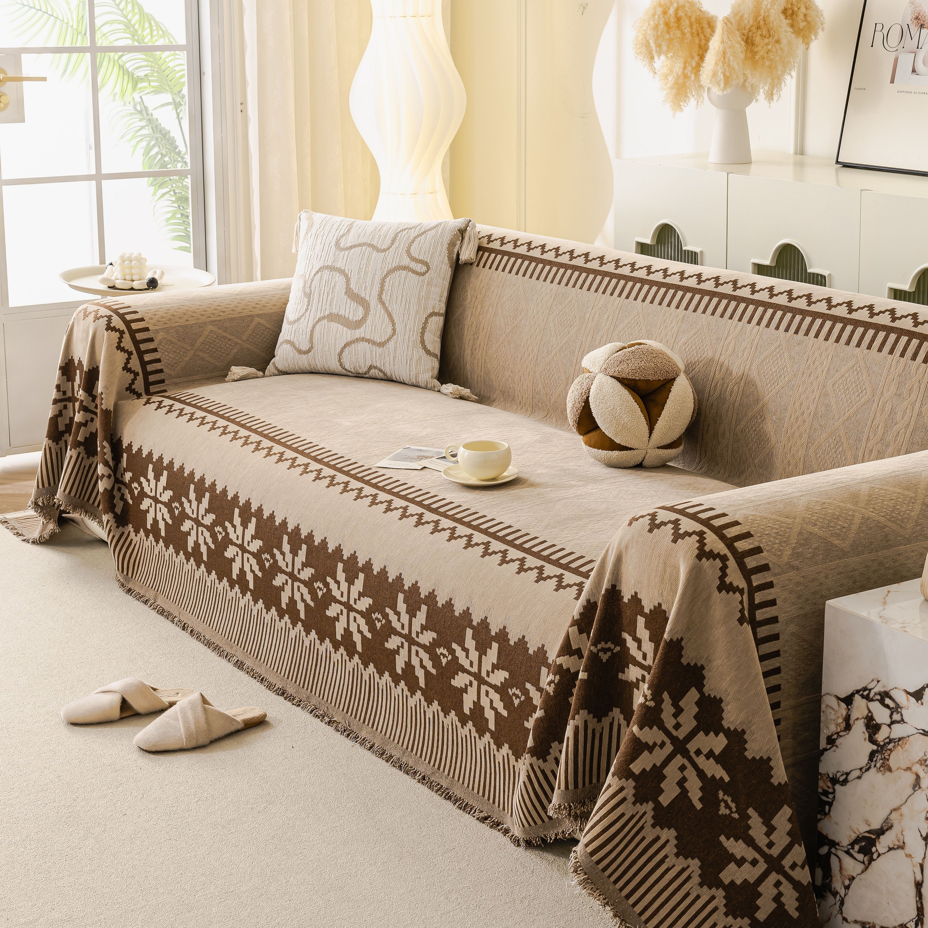 Thick Jacquard Couch Cover for Sectional Sofas, Cozy Washable Sofa Cover Throw Blanket - Image 34