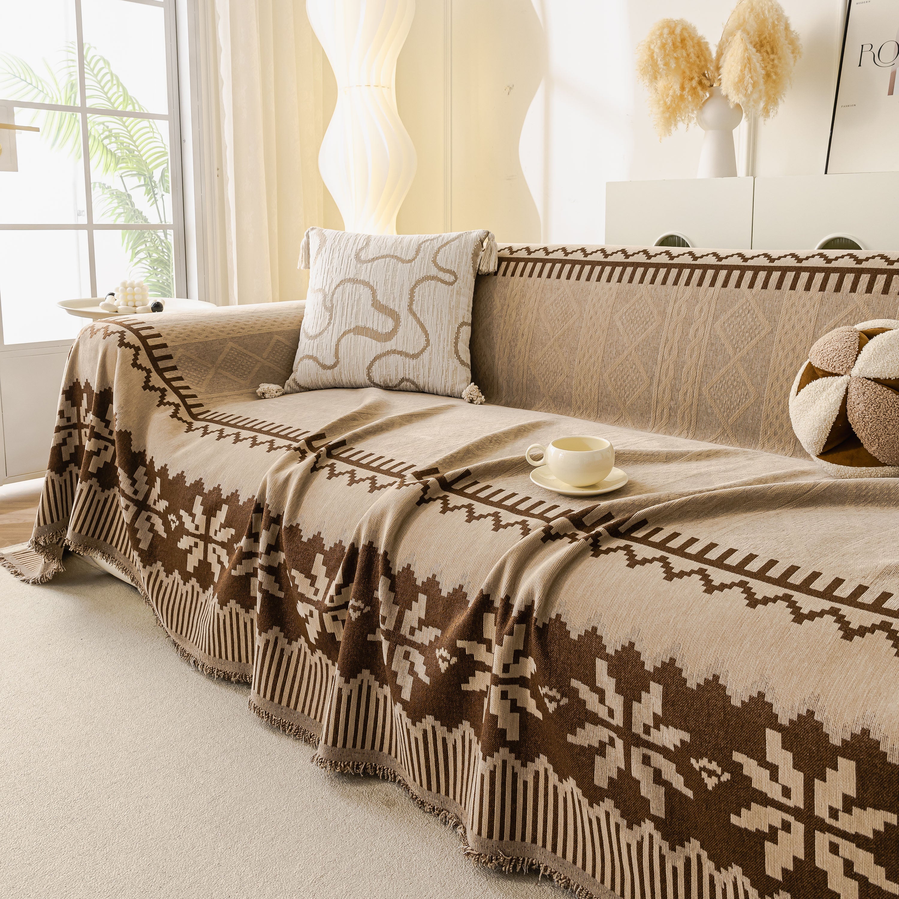 Thick Jacquard Couch Cover for Sectional Sofas, Cozy Washable Sofa Cover Throw Blanket - Image 46