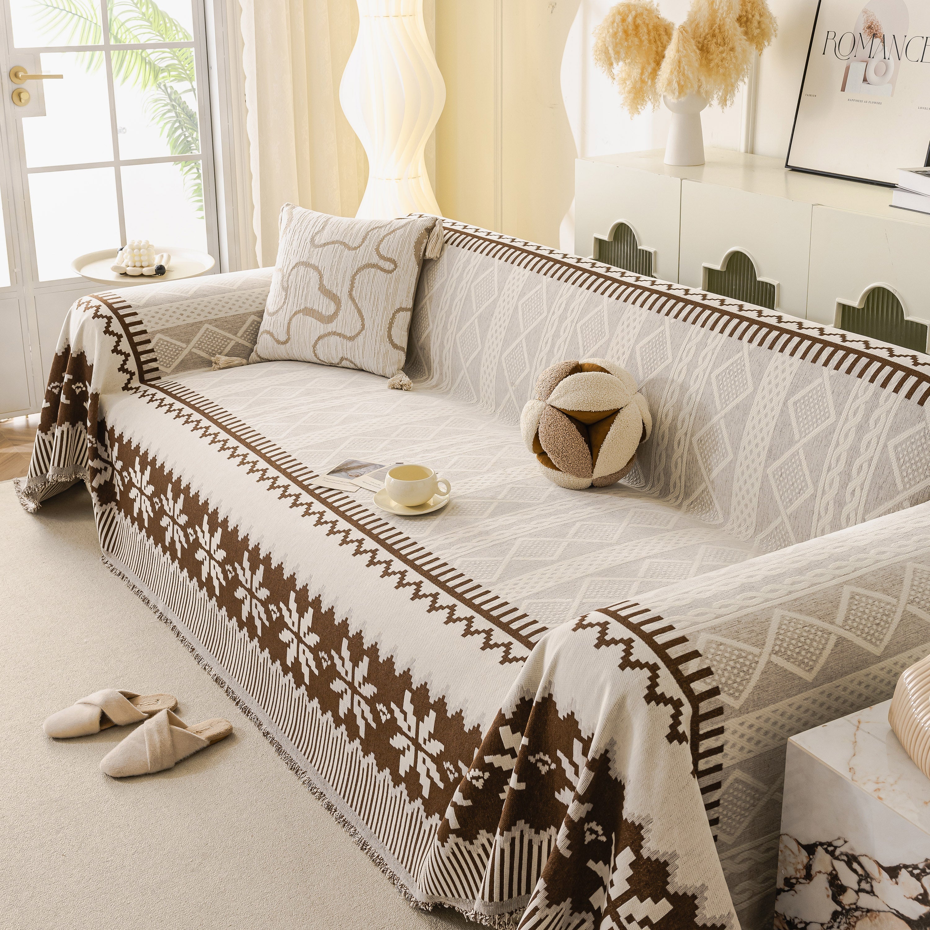 Thick Jacquard Couch Cover for Sectional Sofas, Cozy Washable Sofa Cover Throw Blanket - Image 5