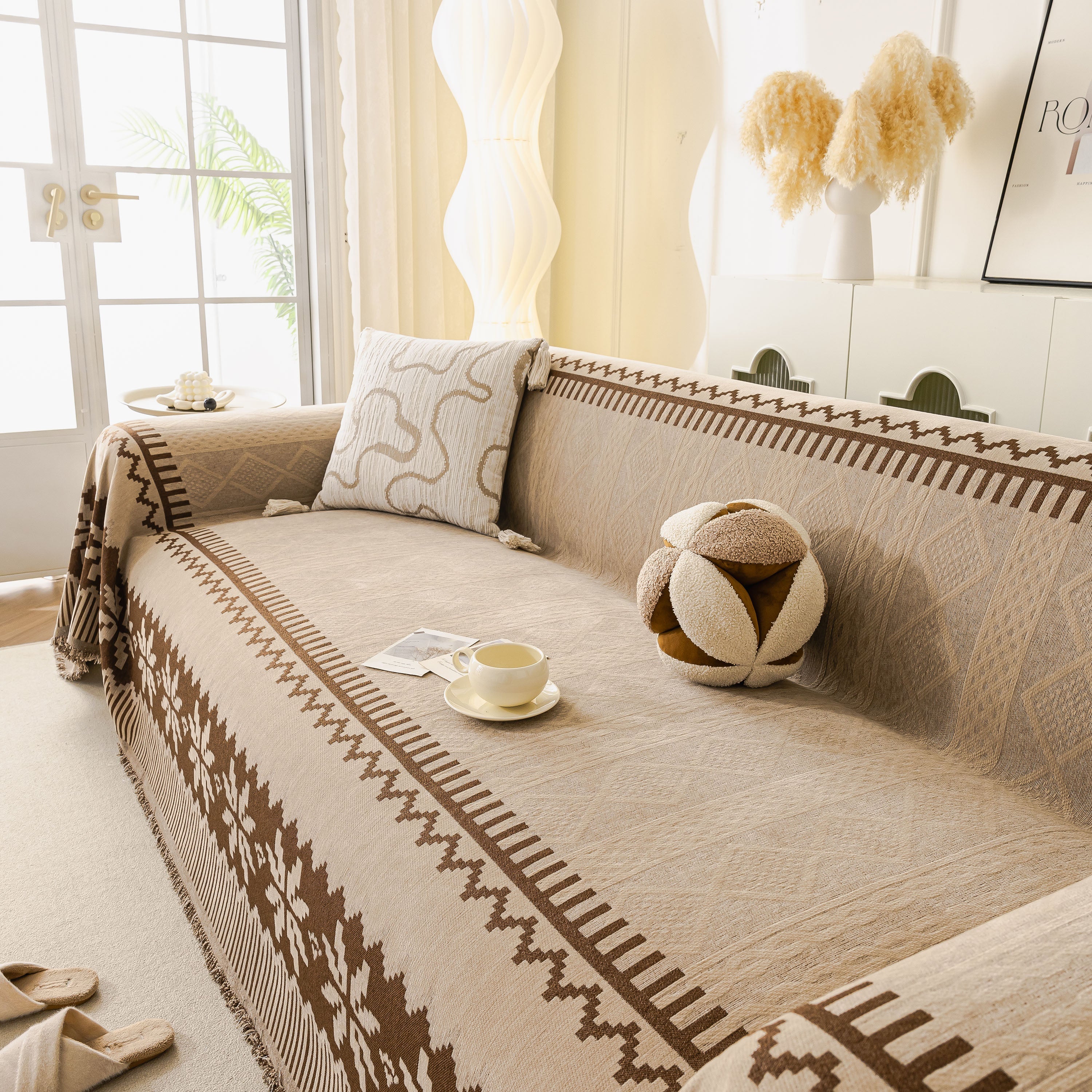 Thick Jacquard Couch Cover for Sectional Sofas, Cozy Washable Sofa Cover Throw Blanket - Image 51