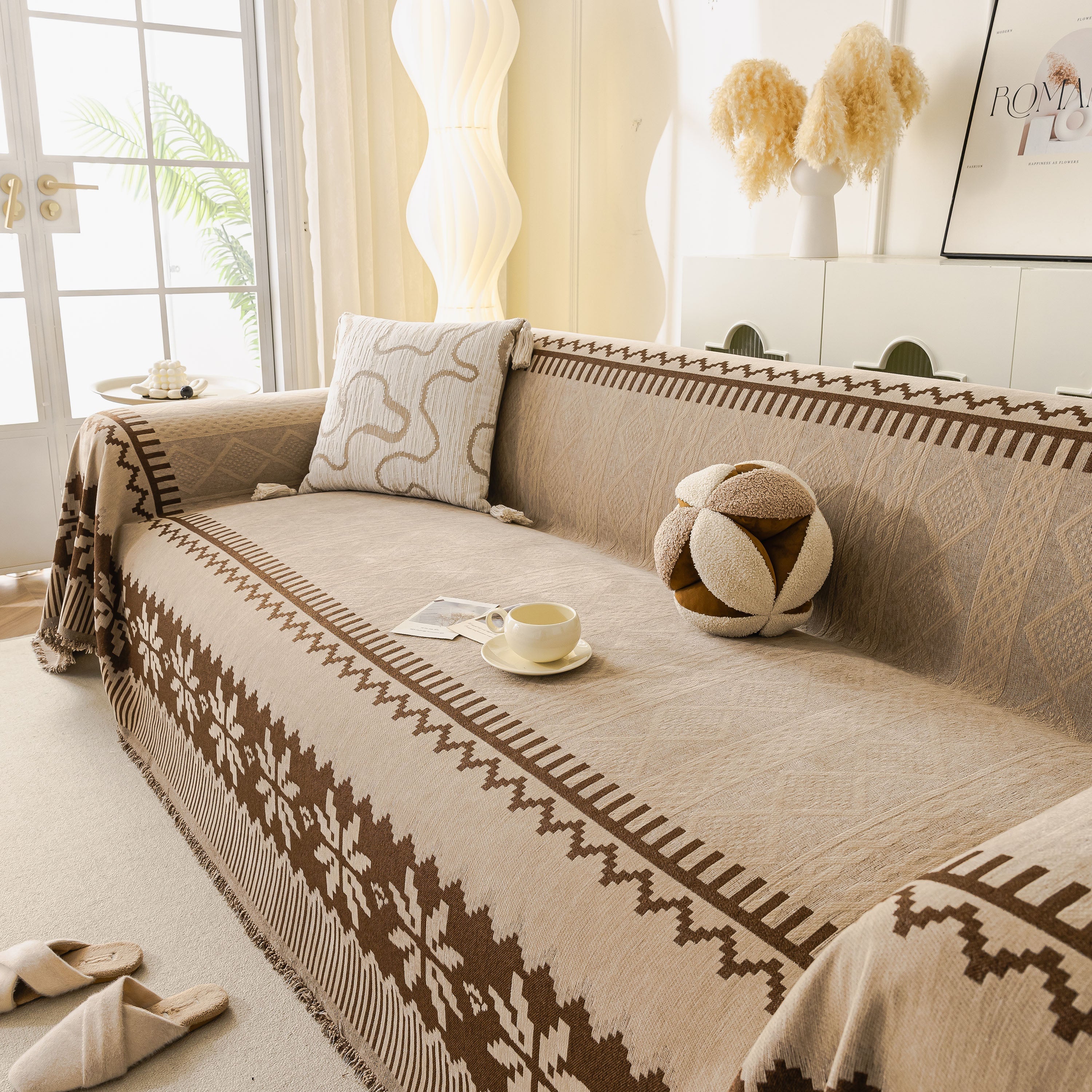 Thick Jacquard Couch Cover for Sectional Sofas, Cozy Washable Sofa Cover Throw Blanket - Image 52