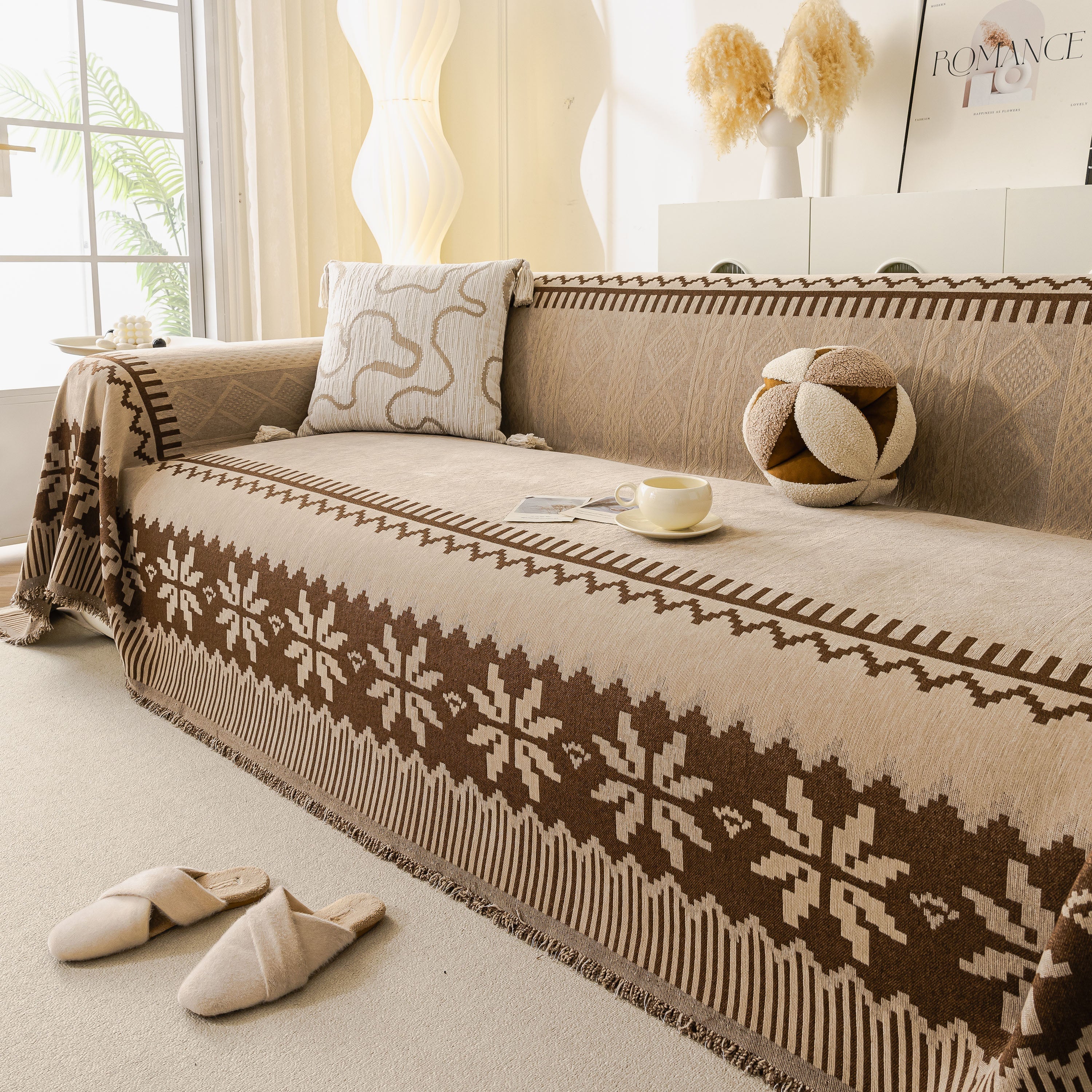Thick Jacquard Couch Cover for Sectional Sofas, Cozy Washable Sofa Cover Throw Blanket - Image 53