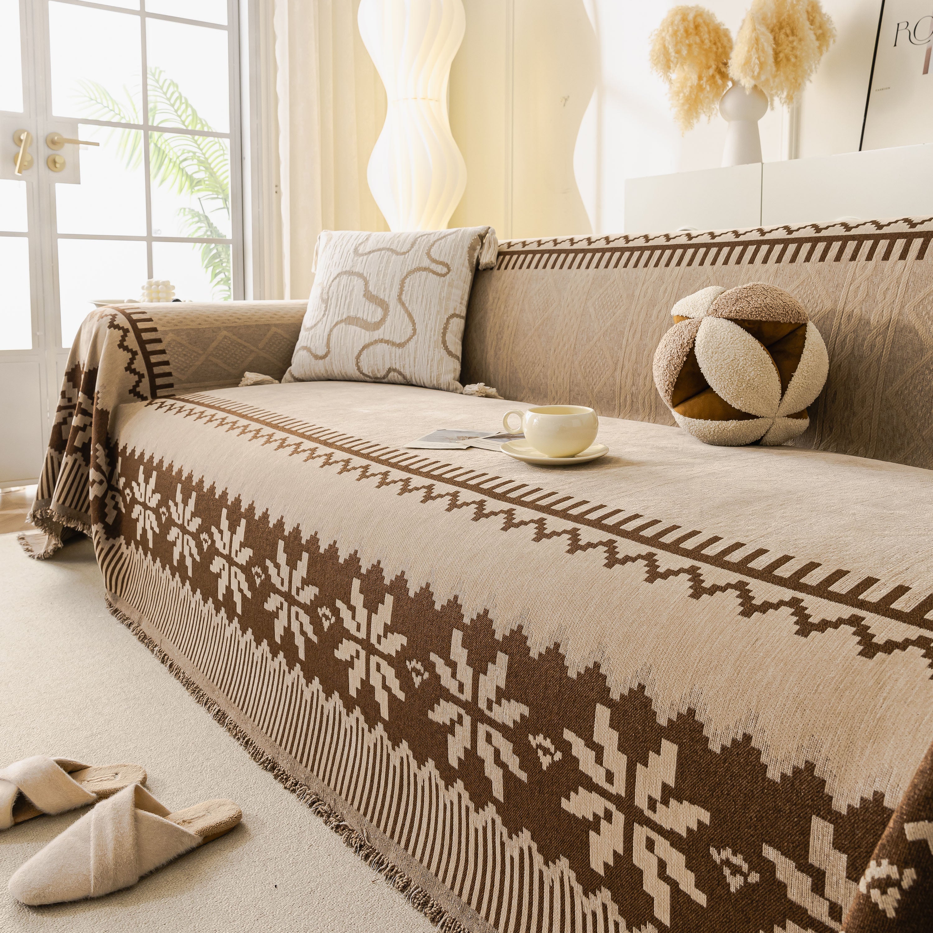Thick Jacquard Couch Cover for Sectional Sofas, Cozy Washable Sofa Cover Throw Blanket - Image 54