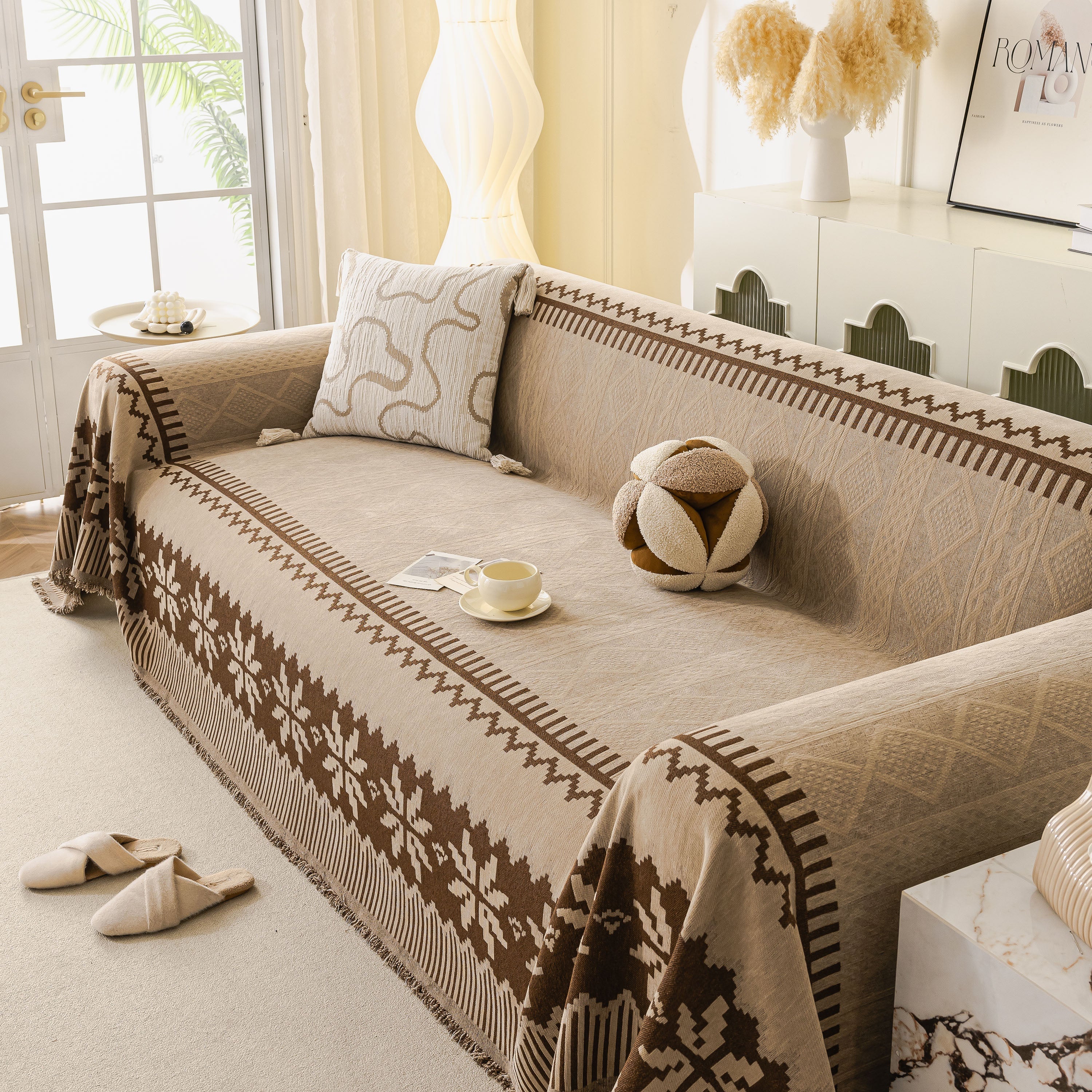 Thick Jacquard Couch Cover for Sectional Sofas, Cozy Washable Sofa Cover Throw Blanket - Image 58