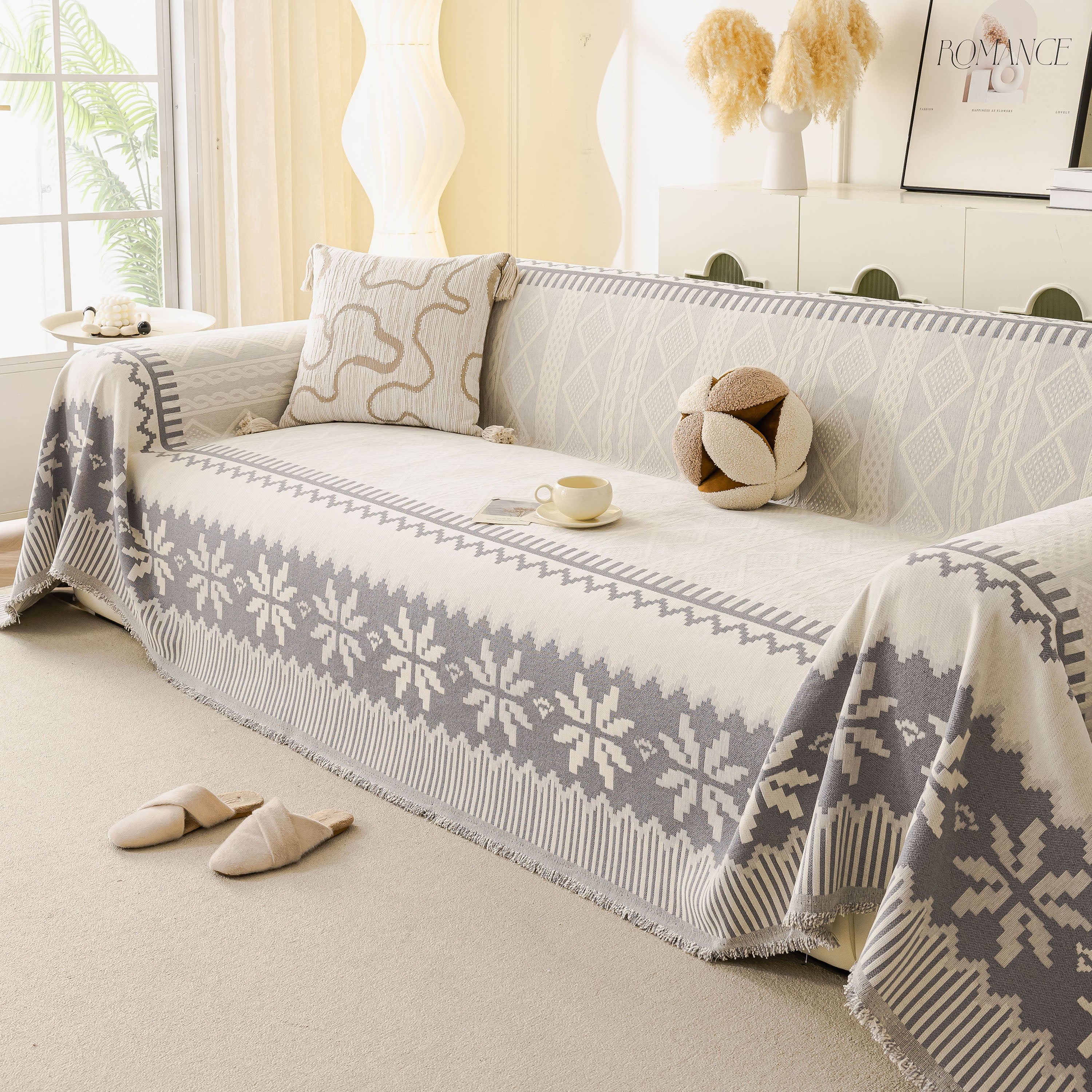 Thick Jacquard Couch Cover for Sectional Sofas, Cozy Washable Sofa Cover Throw Blanket - Image 59