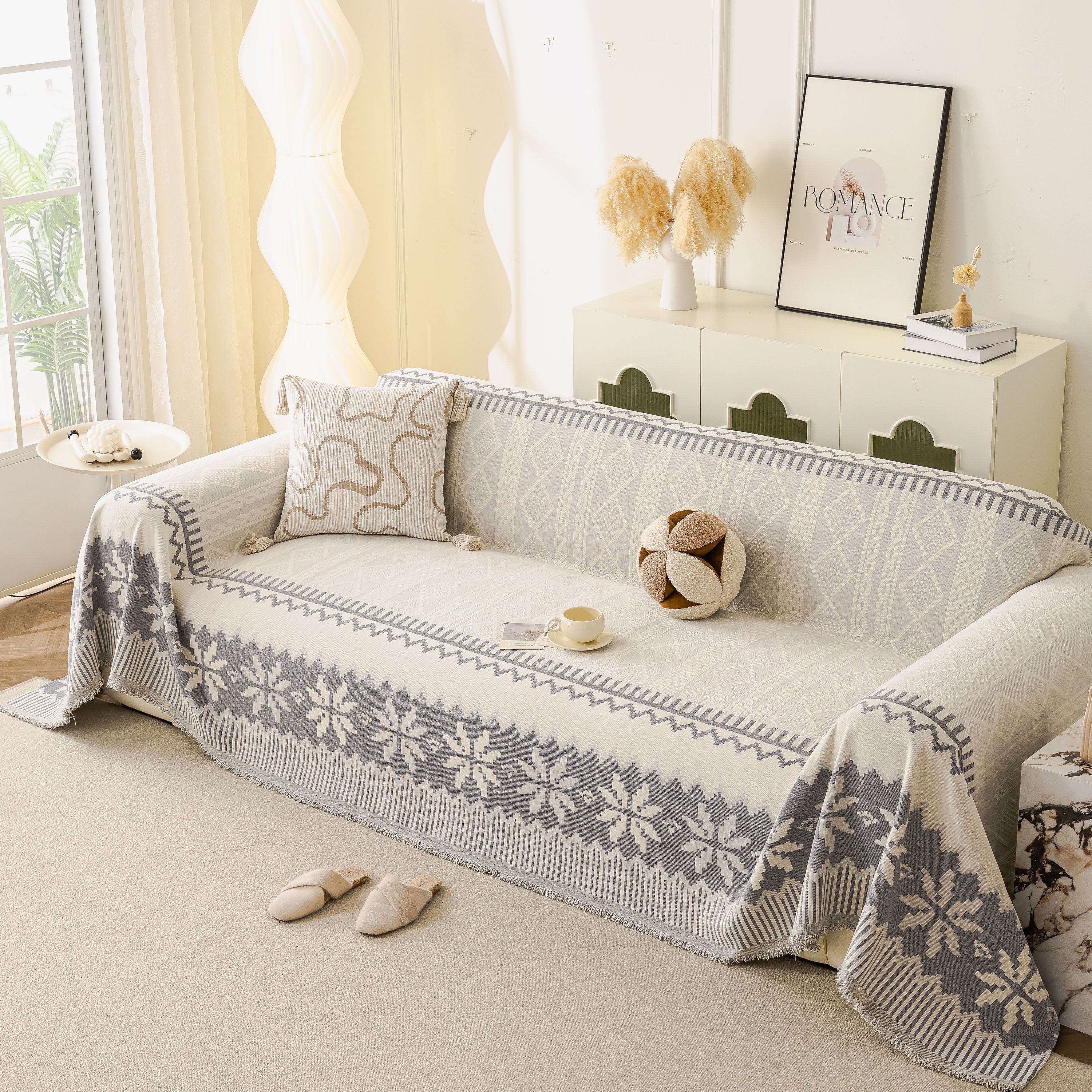 Thick Jacquard Couch Cover for Sectional Sofas, Cozy Washable Sofa Cover Throw Blanket - Image 62