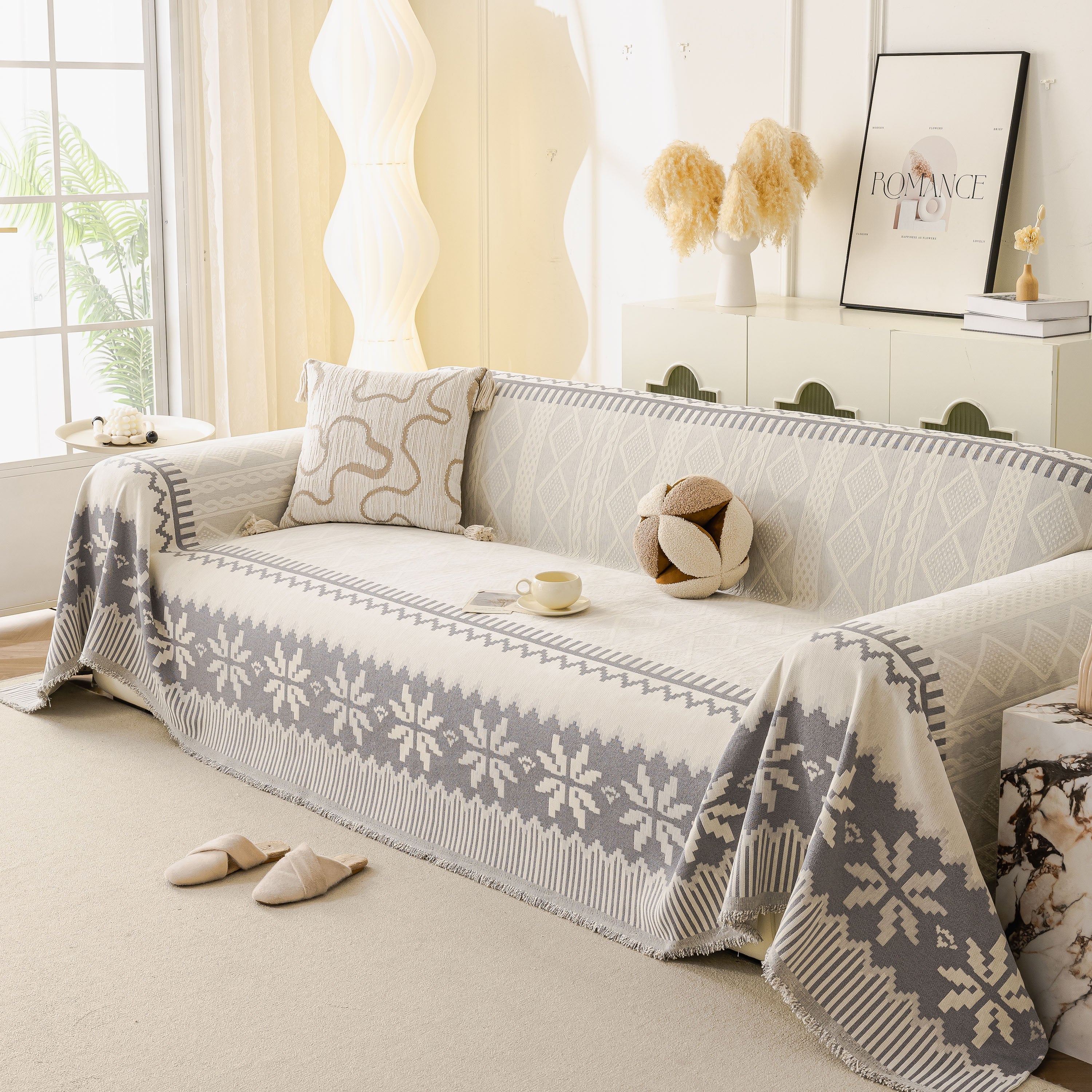 Thick Jacquard Couch Cover for Sectional Sofas, Cozy Washable Sofa Cover Throw Blanket - Image 63