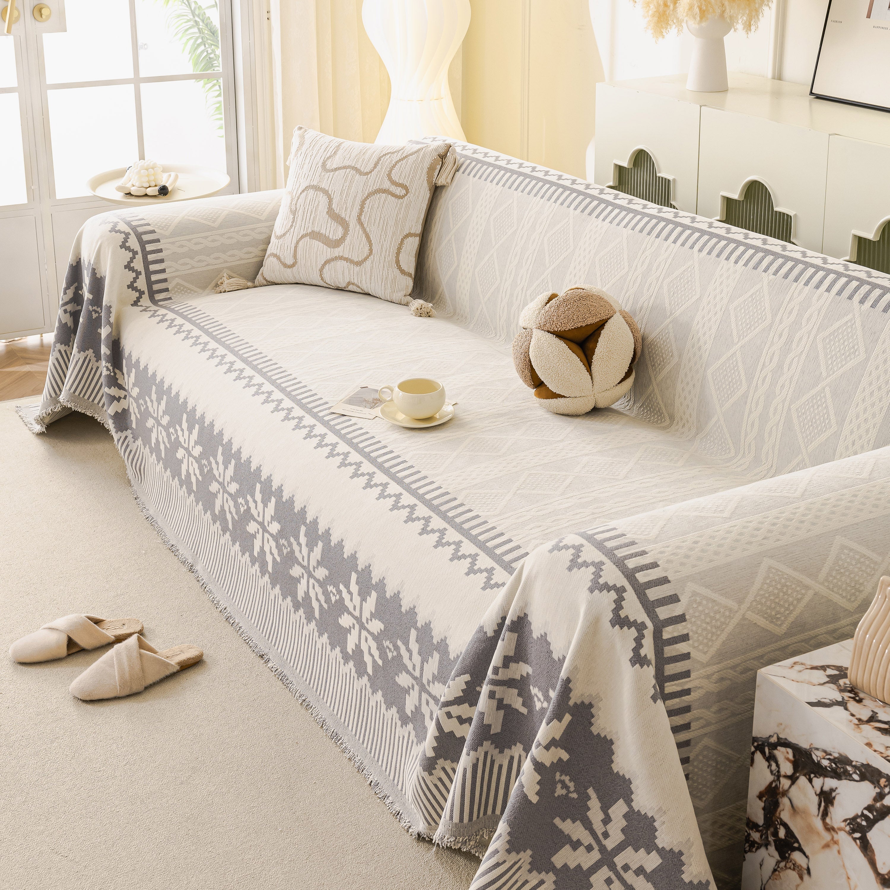 Thick Jacquard Couch Cover for Sectional Sofas, Cozy Washable Sofa Cover Throw Blanket - Image 64