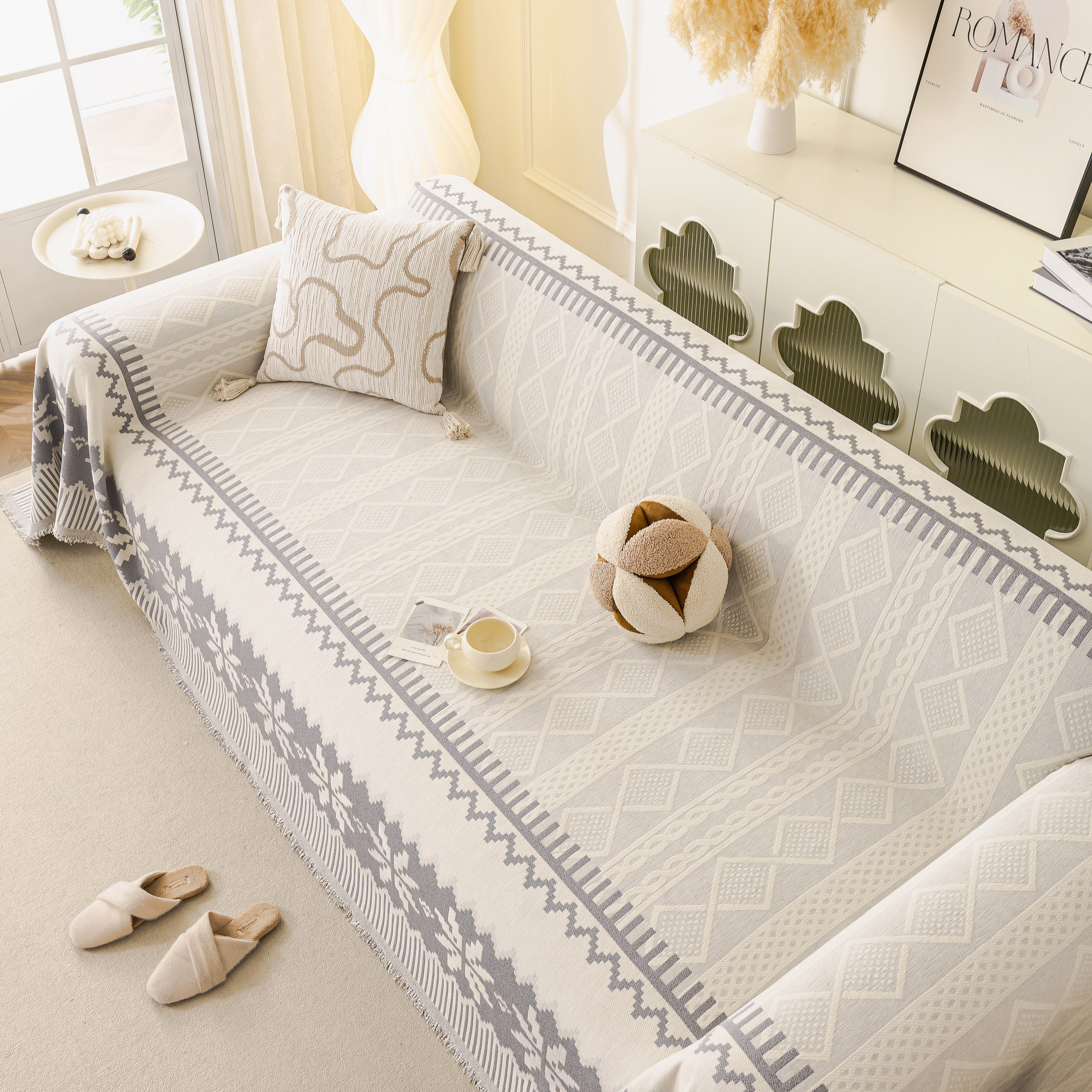 Thick Jacquard Couch Cover for Sectional Sofas, Cozy Washable Sofa Cover Throw Blanket - Image 65
