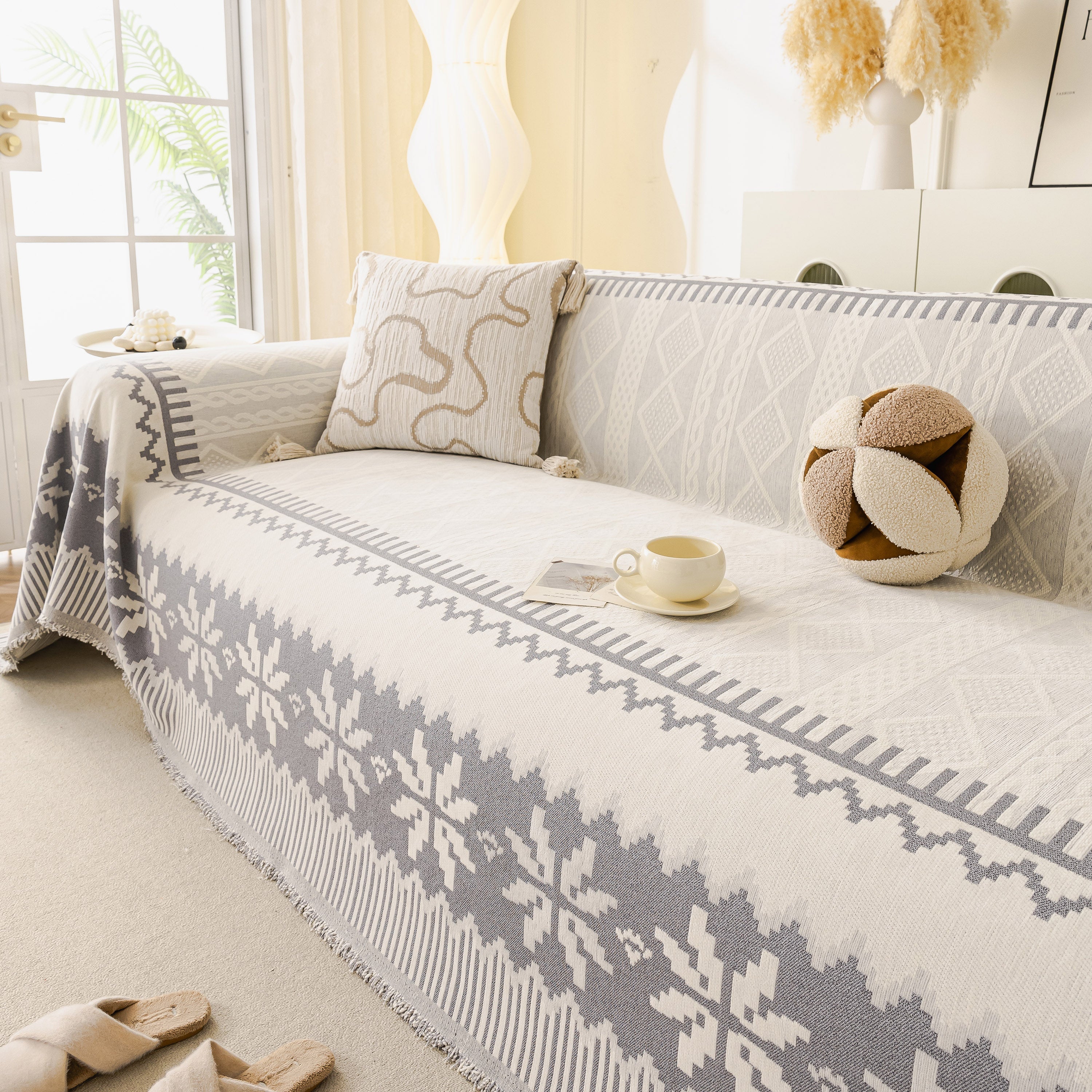 Thick Jacquard Couch Cover for Sectional Sofas, Cozy Washable Sofa Cover Throw Blanket - Image 68